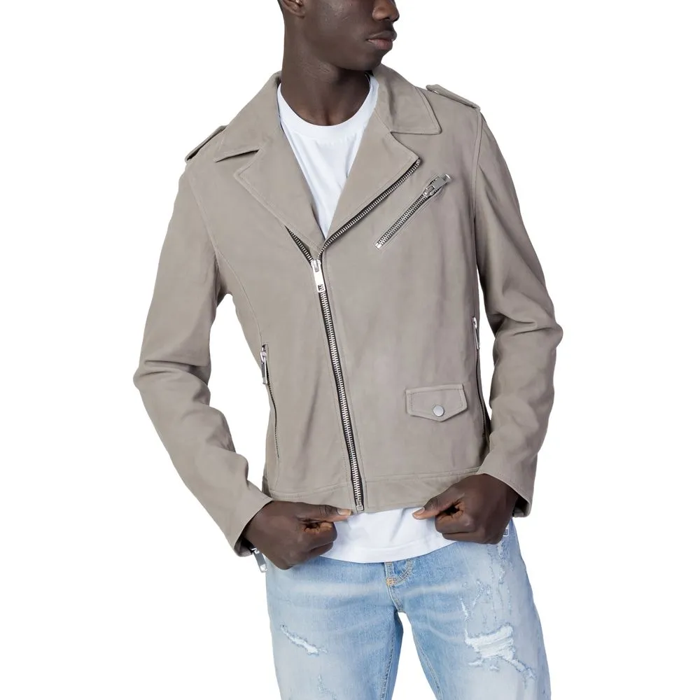 Antony Morato Men's Gray Leather Jacket