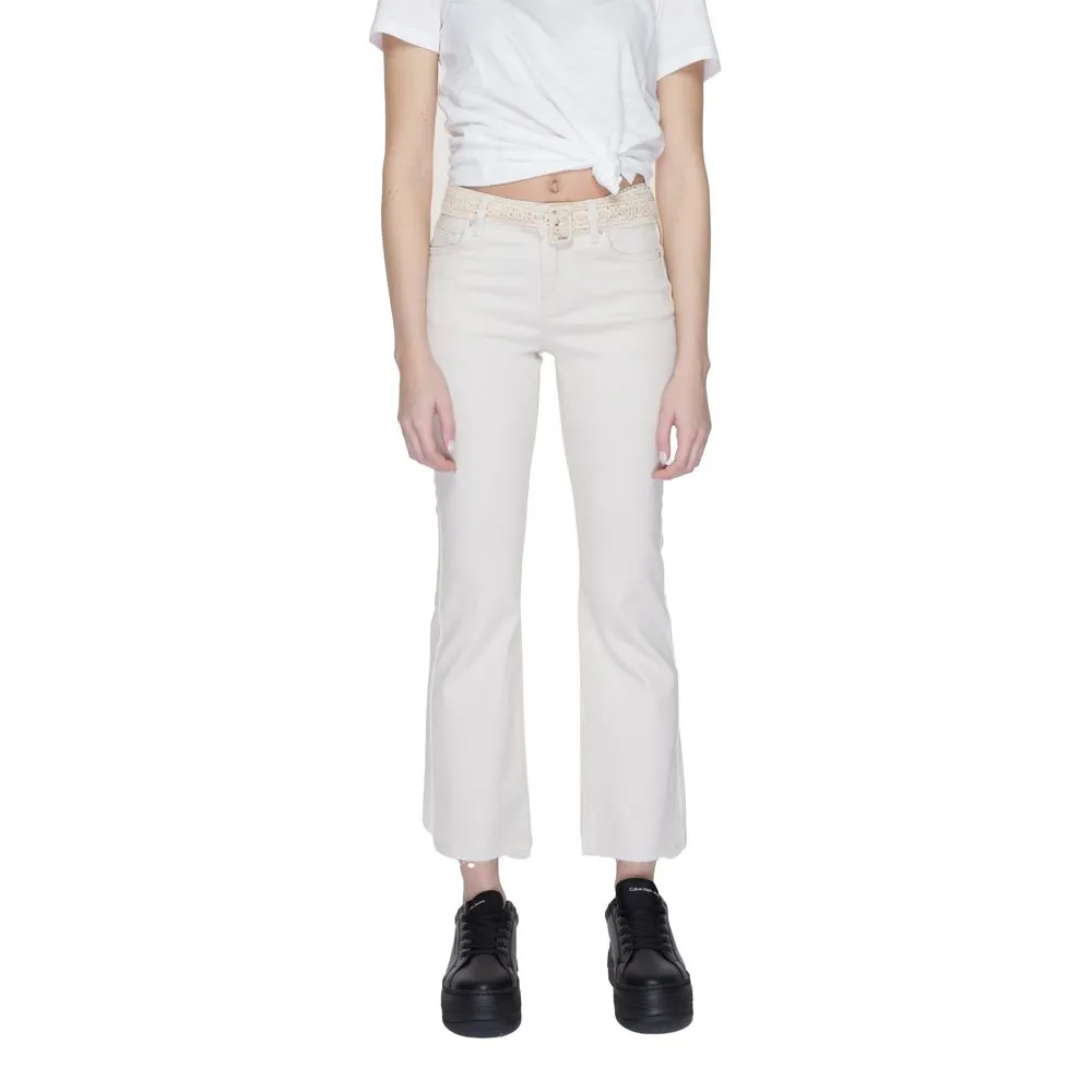 Vero Moda Women's Beige Cotton Jeans & Pant