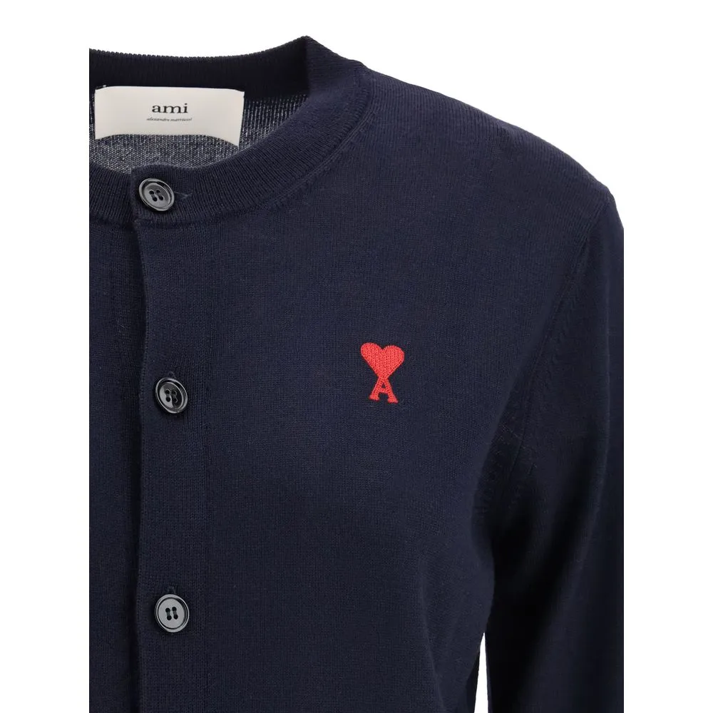 Ami Paris Women's Wool logo Cardigan
