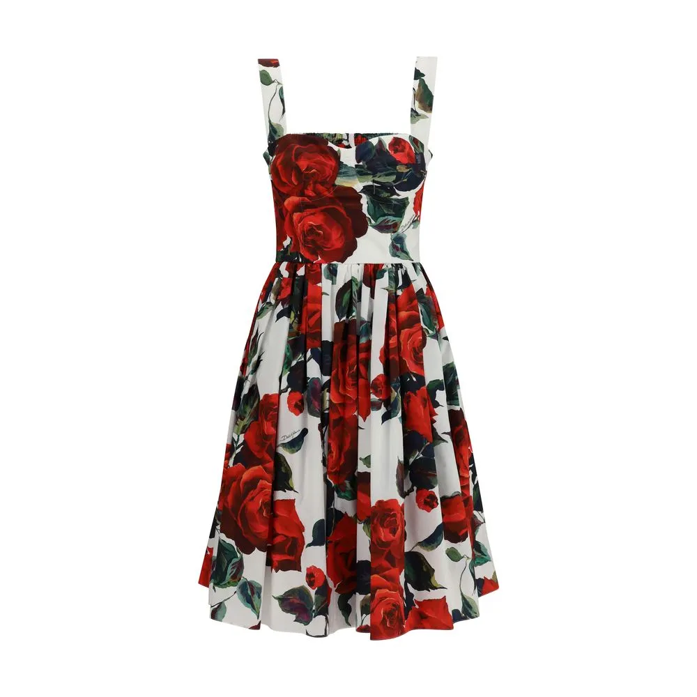 Dolce & Gabbana Women's Rose Patterned Midi Dress