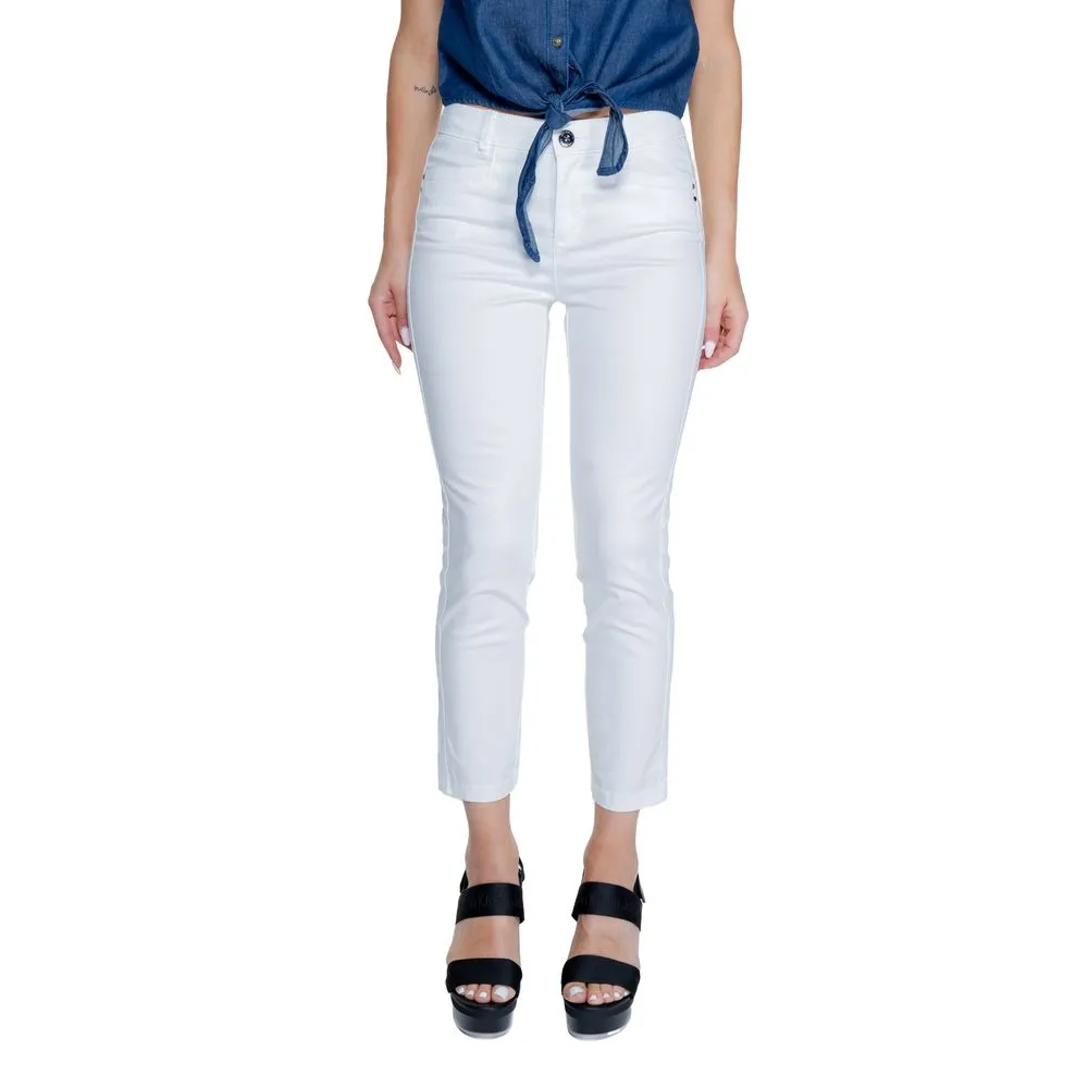 Street One Women's White Cotton Jeans & Pant