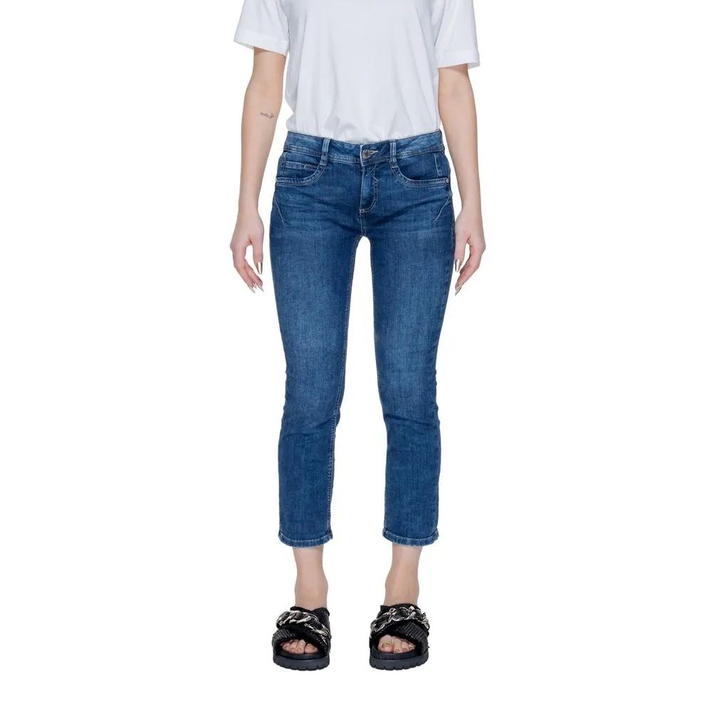 Street One Women's Blue Cotton Jeans & Pant