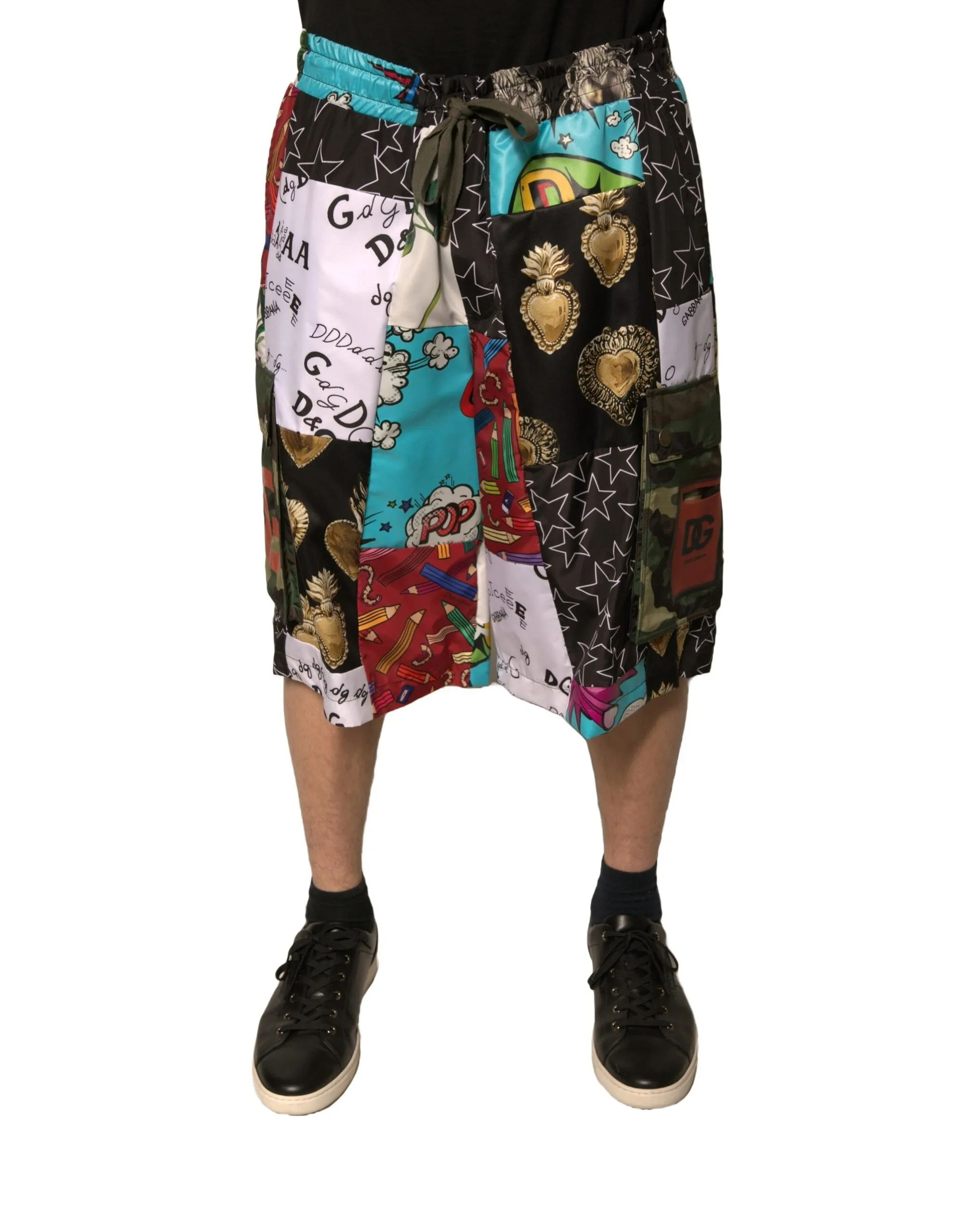Dolce & Gabbana Men's Multicolor Patchwork Cargo Bermuda Shorts