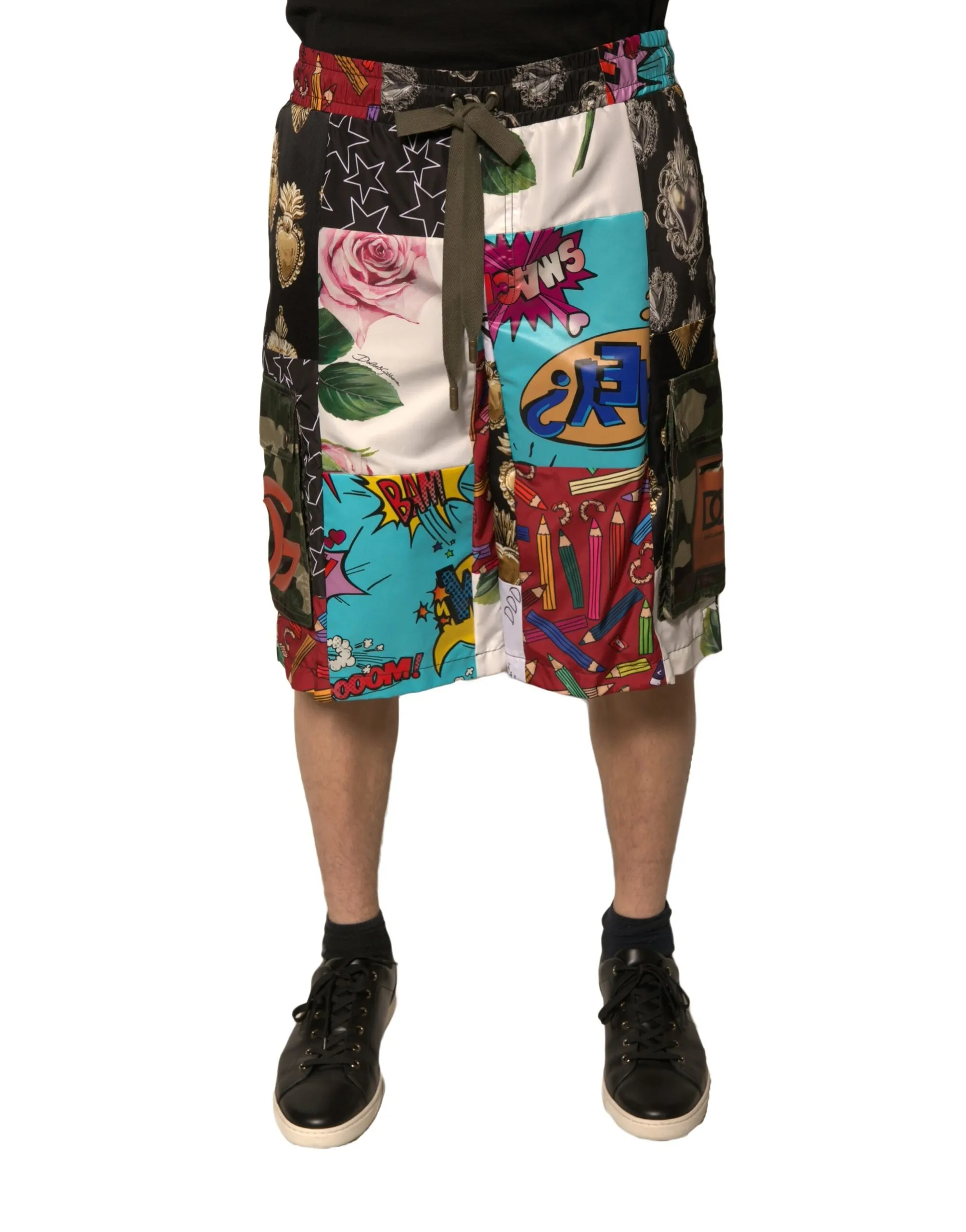 Dolce & Gabbana Men's Multicolor Patchwork Cargo Bermuda Shorts