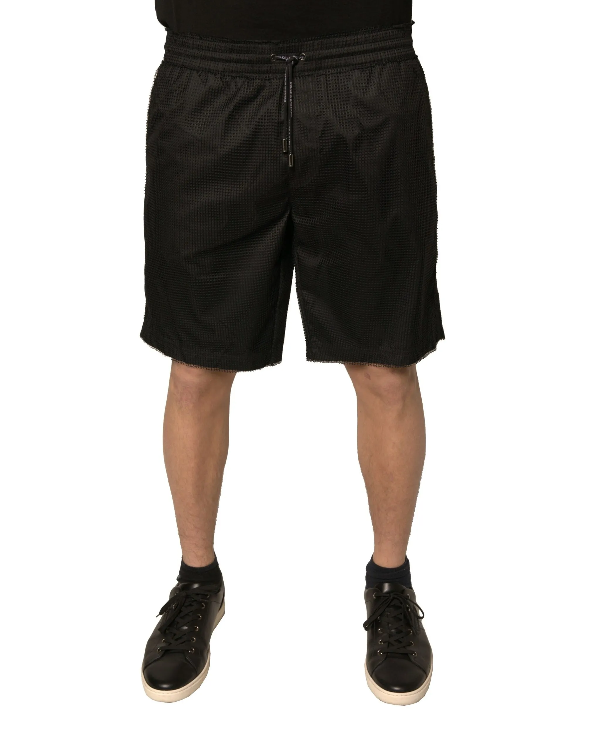 Dolce & Gabbana Men's Black Polyester Jersey Mid Waist Shorts