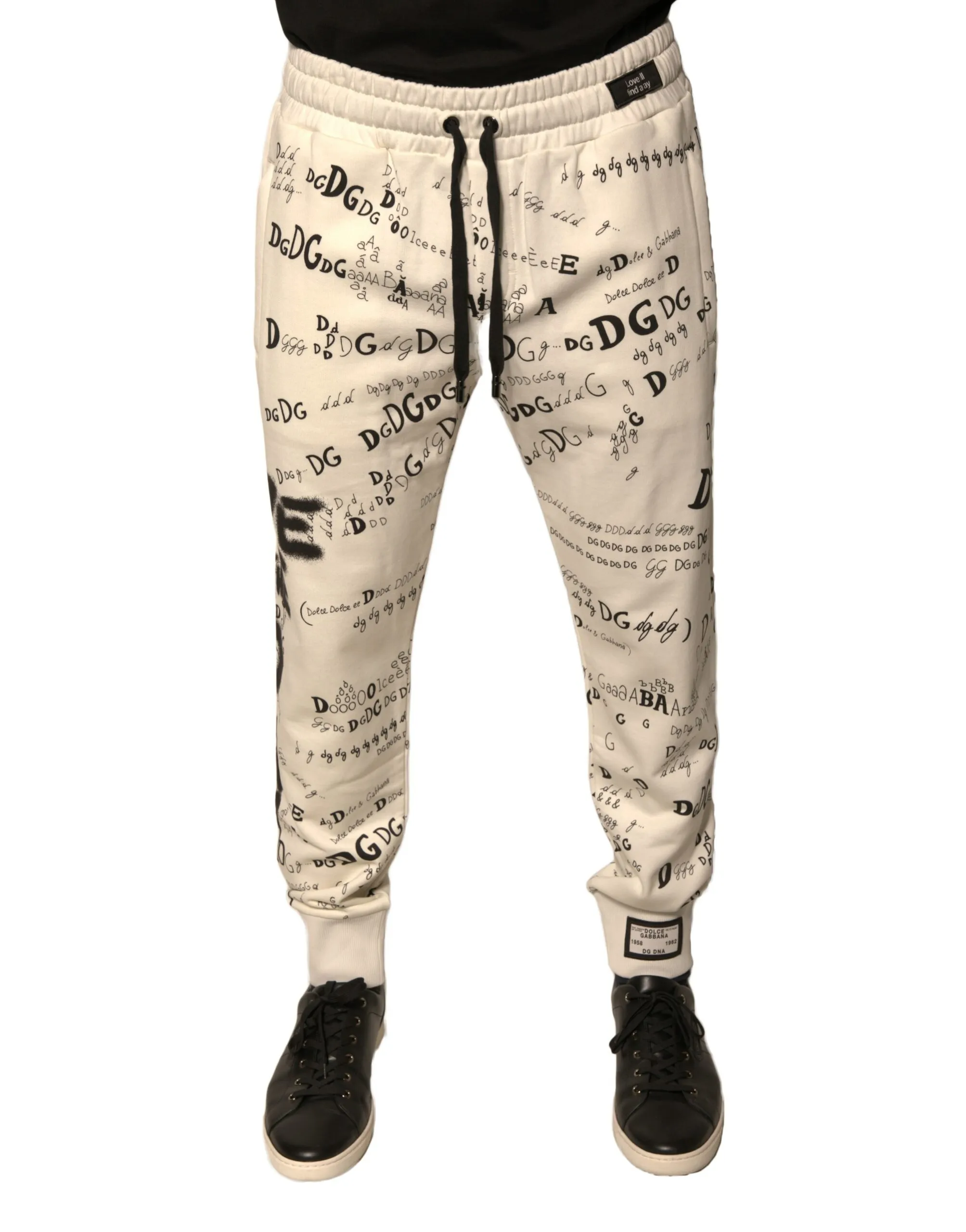 Dolce & Gabbana Men's White Printed Cotton Jogger Sweatpants Pants