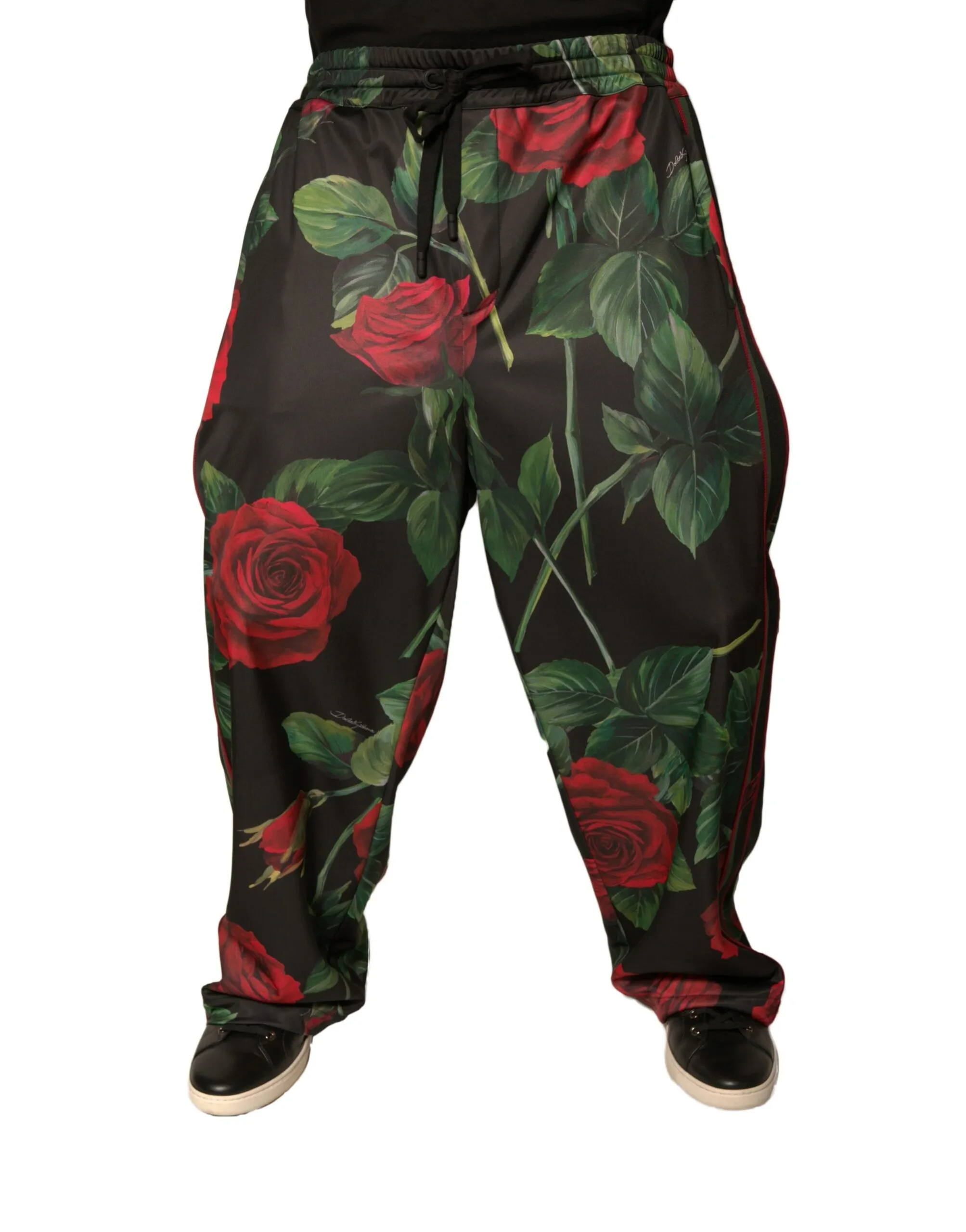 Dolce & Gabbana Men's Black Floral Polyester Jogger Sweatpants Pants