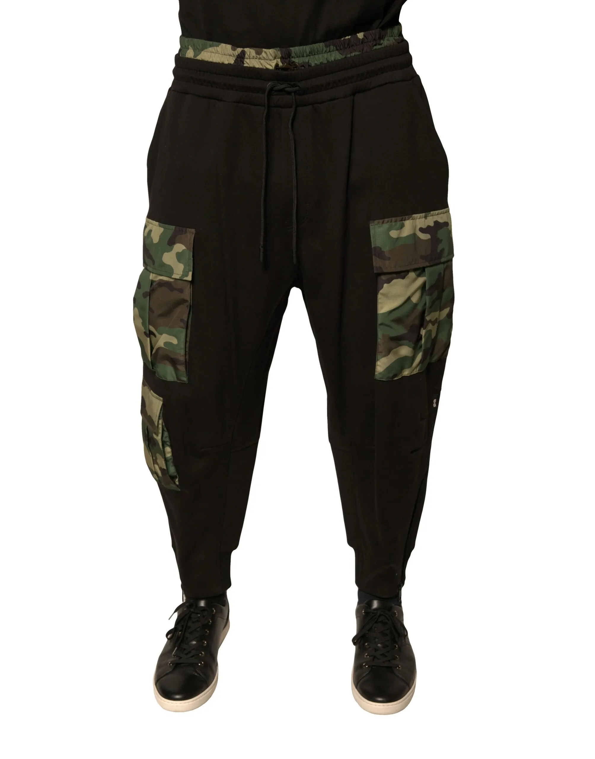 Dolce & Gabbana Men's Black Camouflage Cotton Jogger Cargo Pants