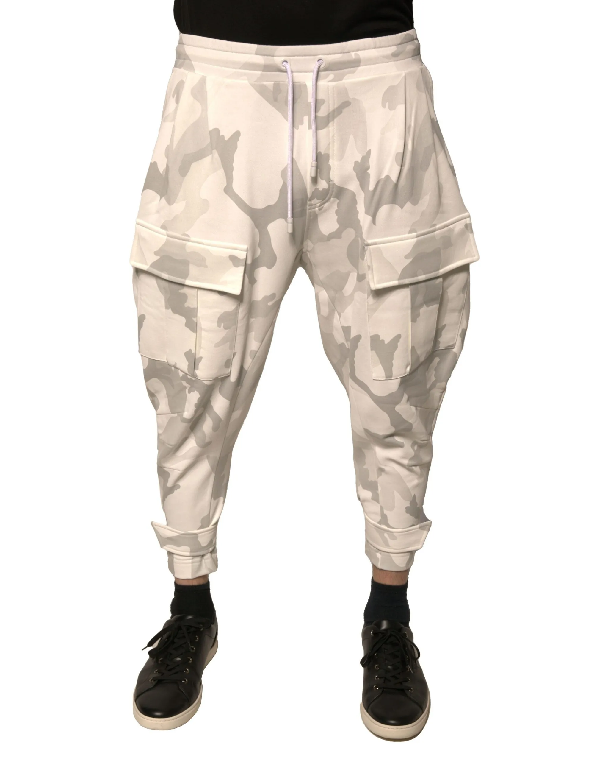 Dolce & Gabbana Men's White Camouflage Cargo Jogger Pants