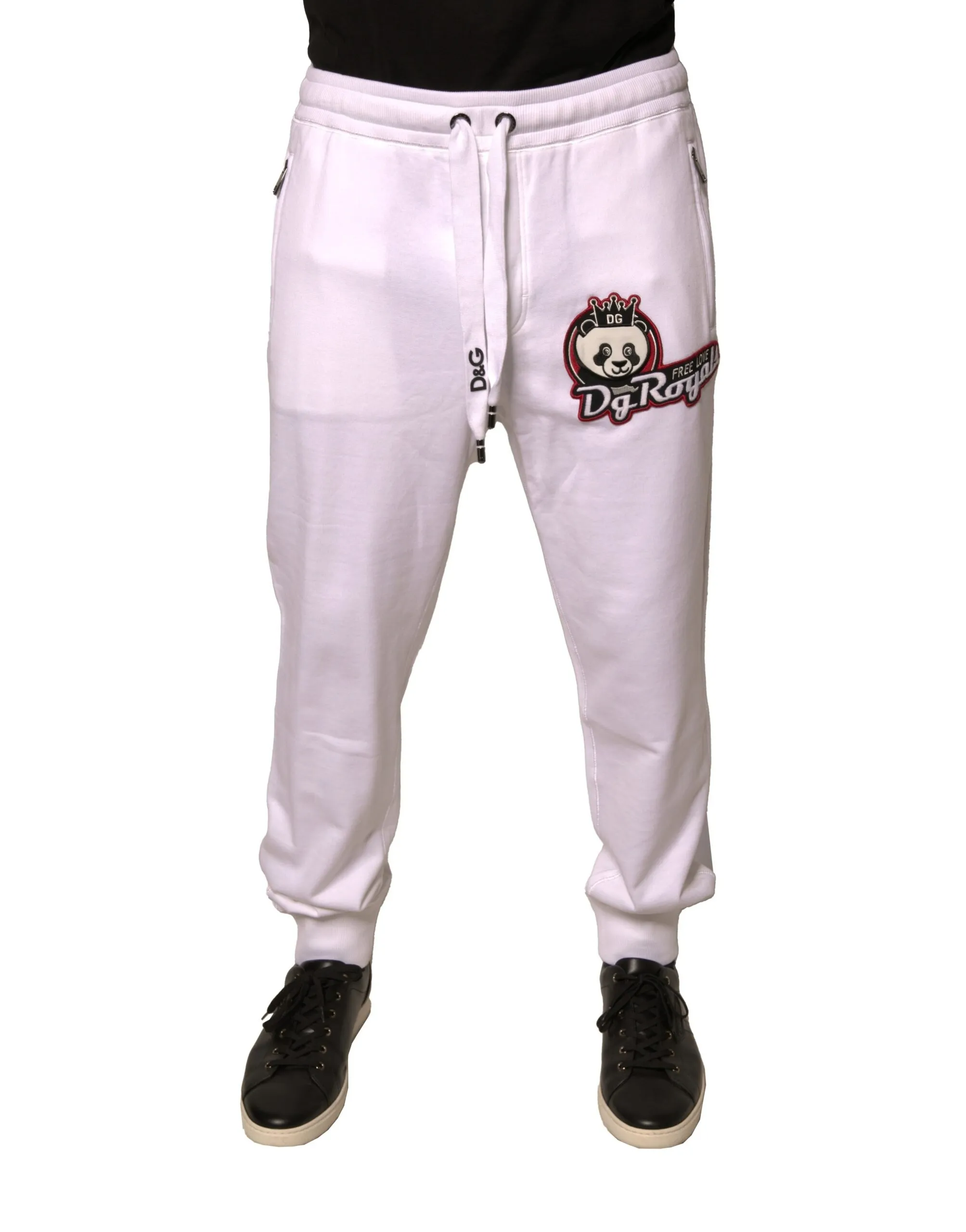 Dolce & Gabbana Men's White DG Royals Jogger Cotton Sweatpants Pants