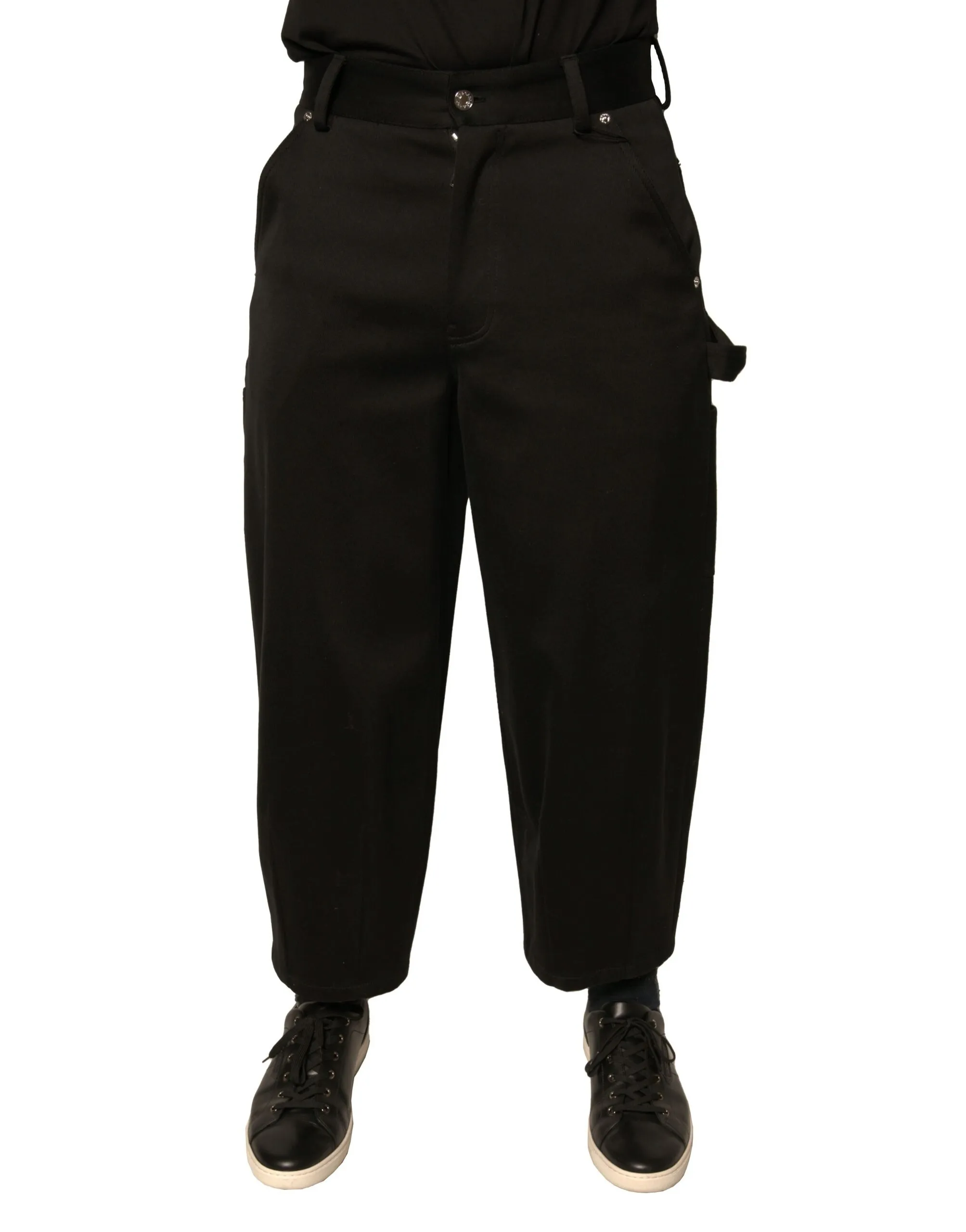 Dolce & Gabbana Men's Black Cotton Mid Waist Cropped Pants