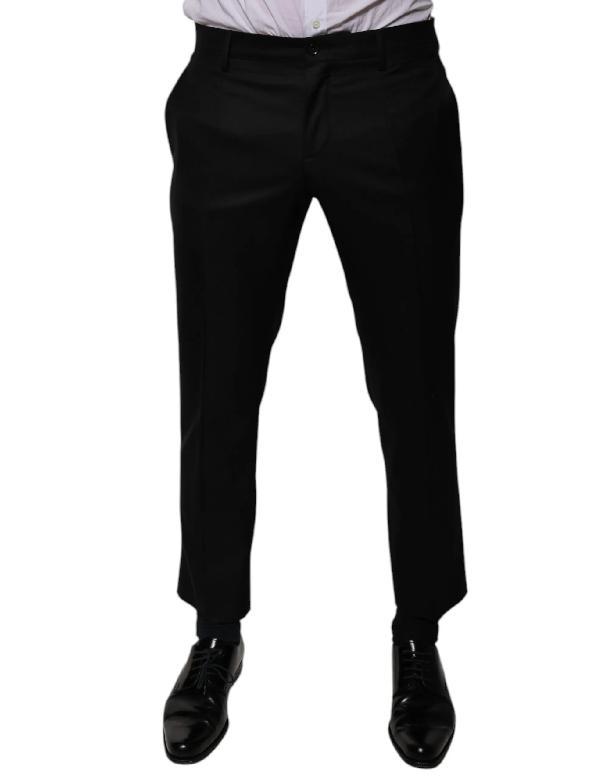 Dolce & Gabbana Men's Black Wool Tapered Formal Dress Pants