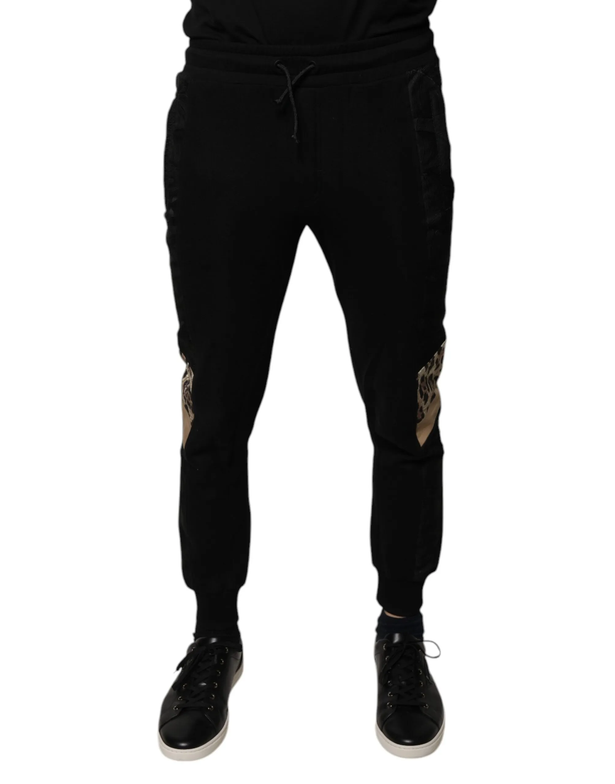 Dolce & Gabbana Men's Black Leopard Slim Fit Jogger Pants