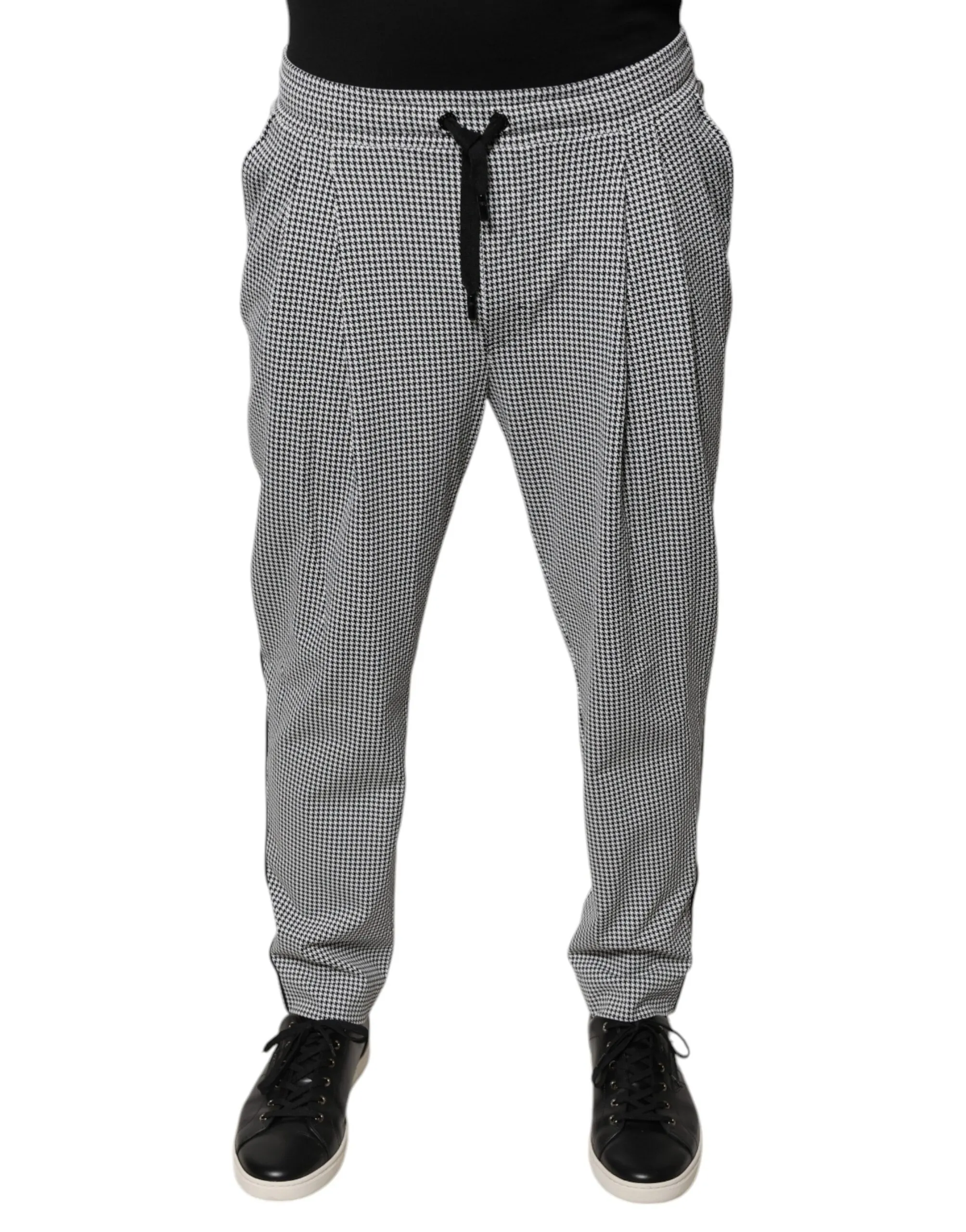 Dolce & Gabbana Men's Black White Houndstooth Skinny Dress Pants