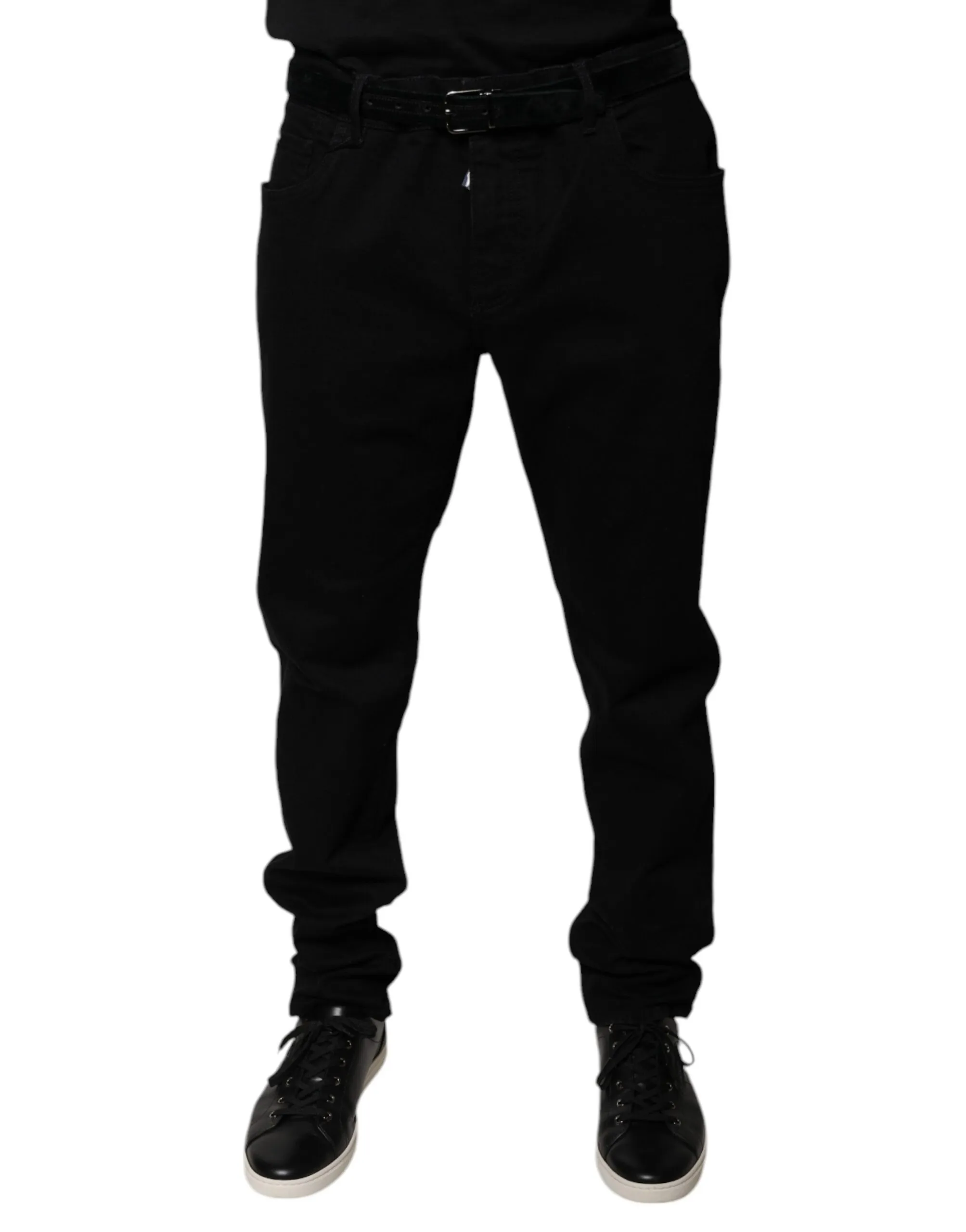 Dolce & Gabbana Men's Black Logo Cotton Stretch Skinny Denim Jeans