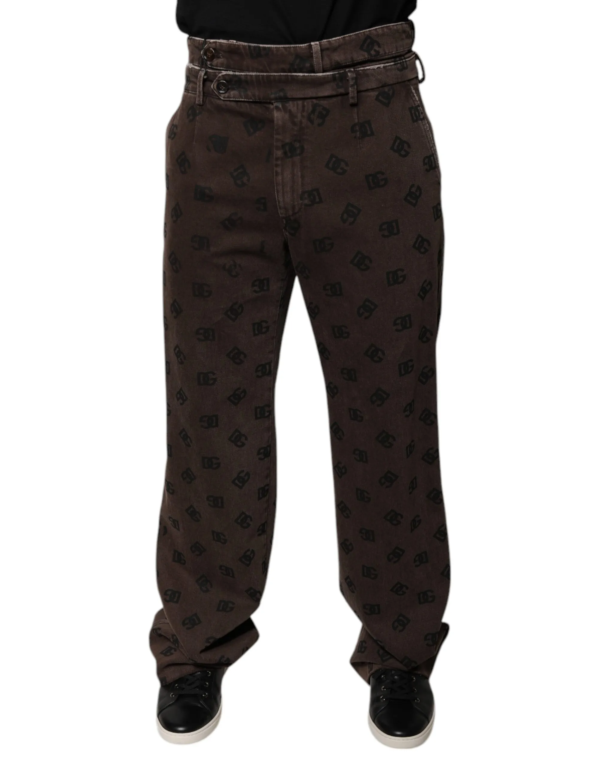 Dolce & Gabbana Men's Brown Logo Cotton Straight Denim Jeans