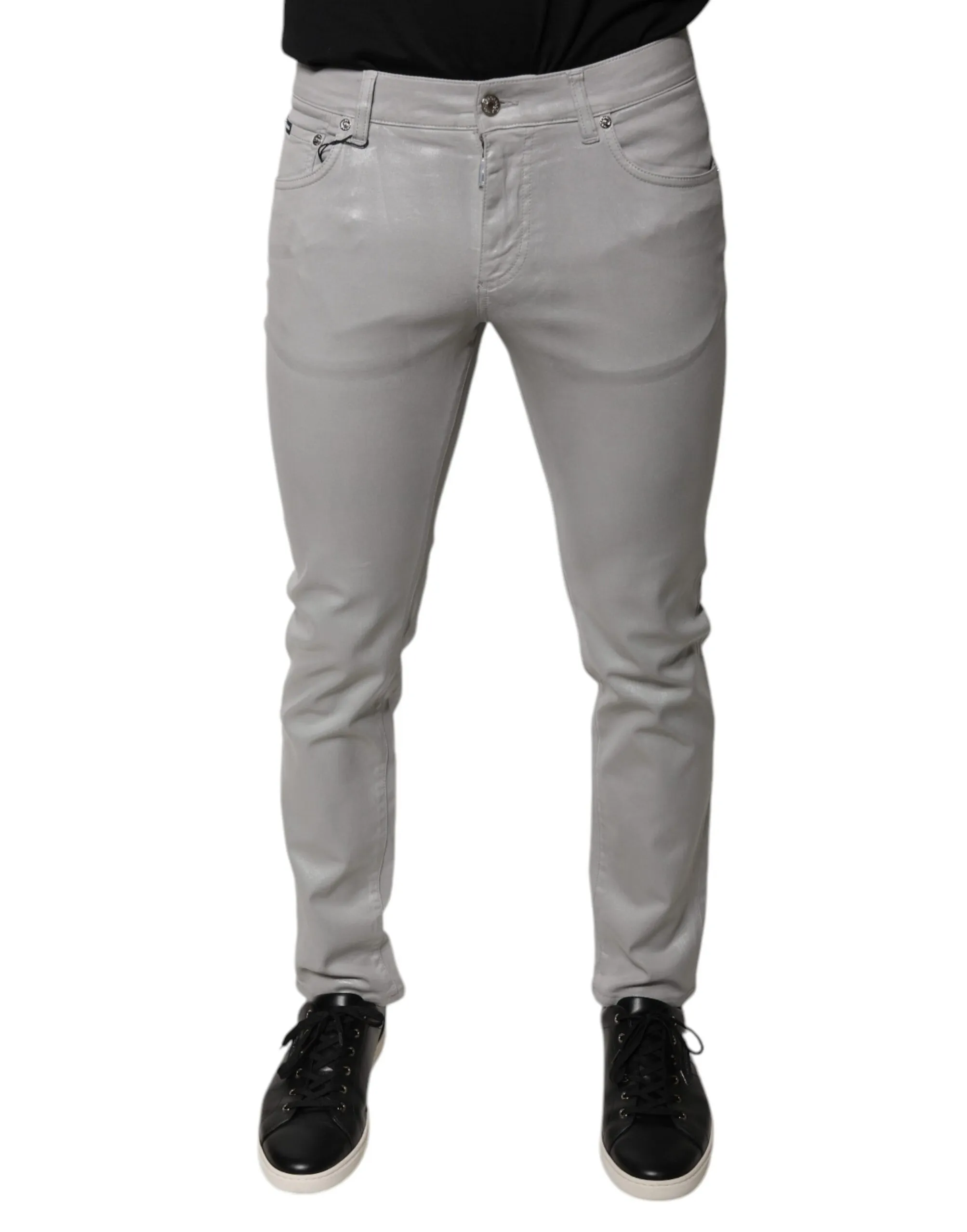 Dolce & Gabbana Men's Gray Cotton Stretch Slim Fit Denim Jeans