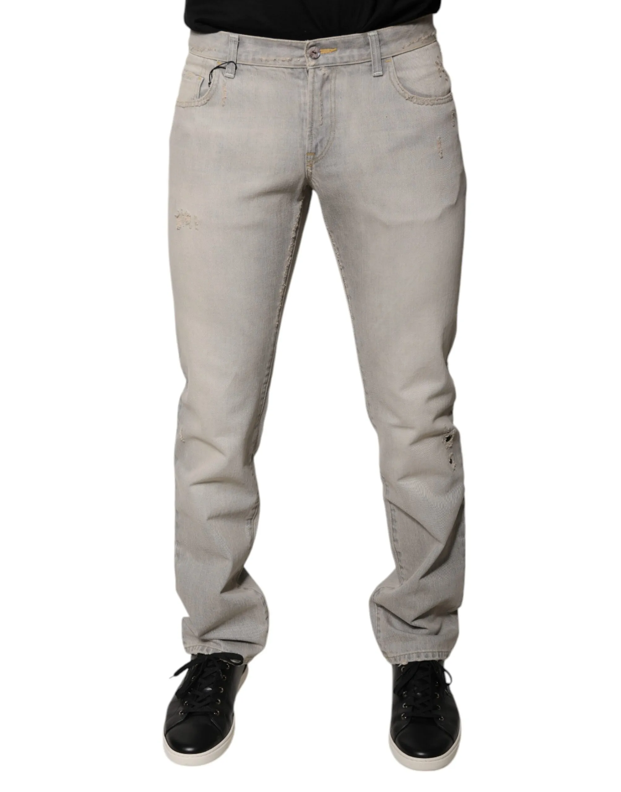 Dolce & Gabbana Men's Gray Cotton Skinny Denim Jeans