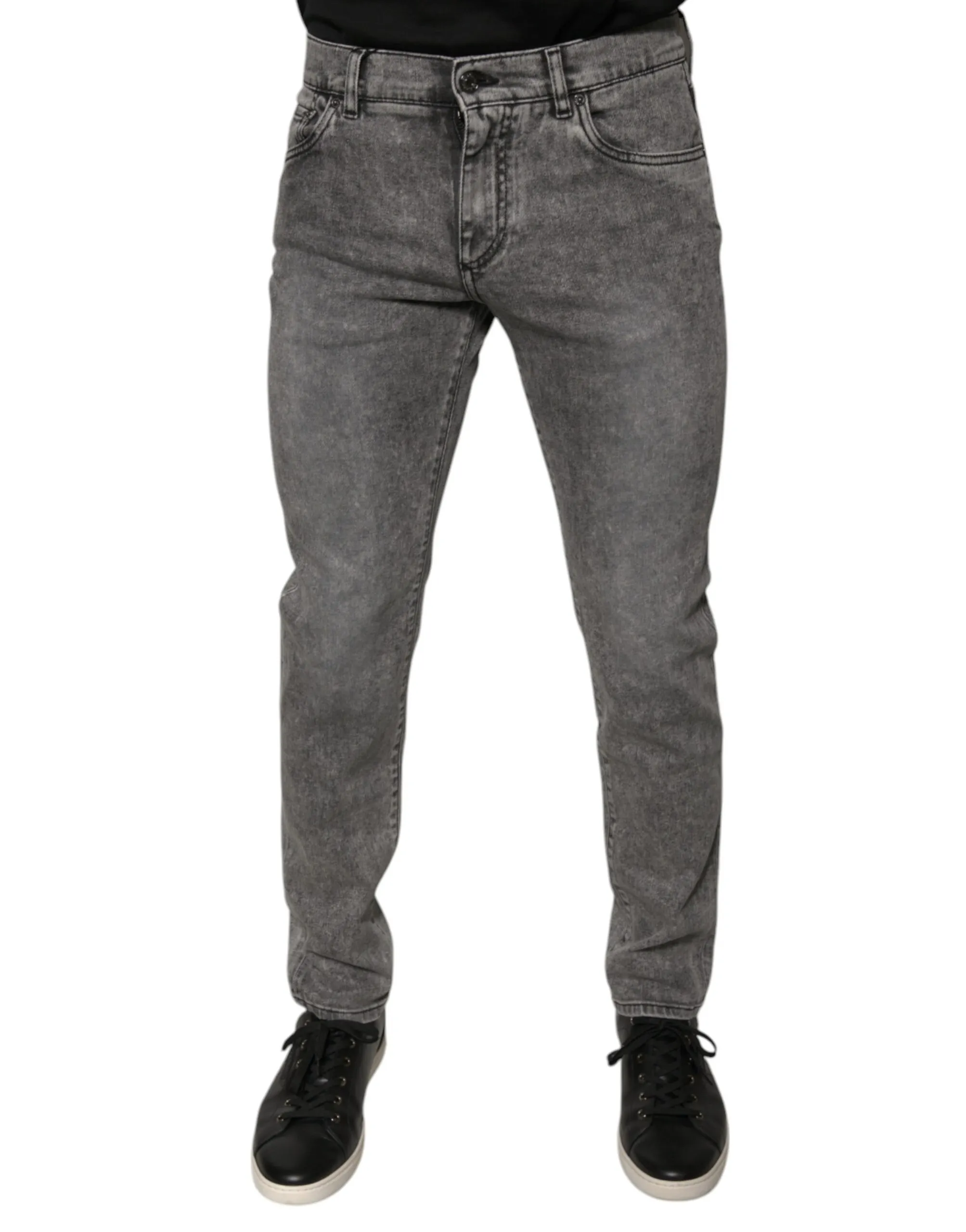 Dolce & Gabbana Men's Gray Washed Cotton Skinny Denim Jeans