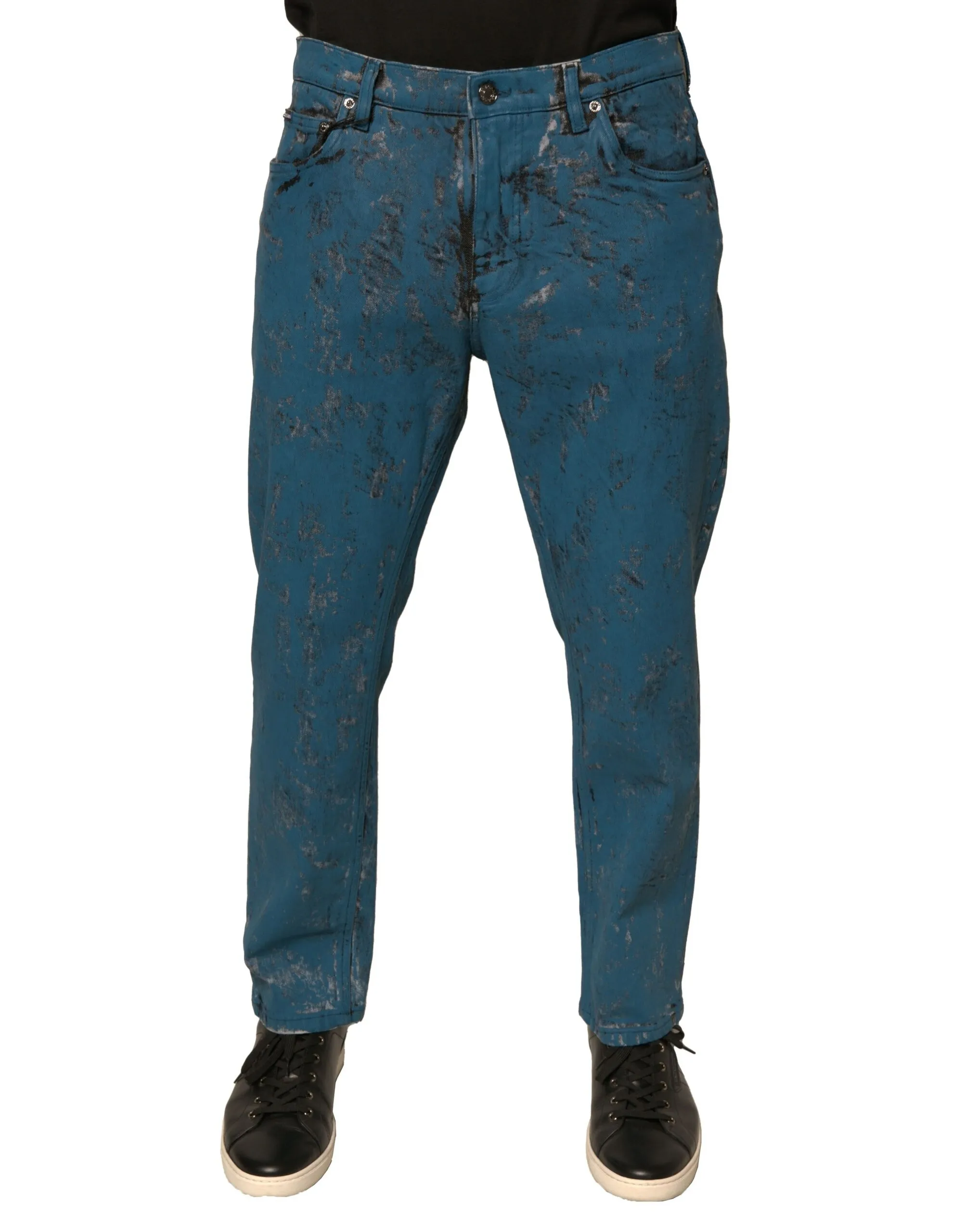 Dolce & Gabbana Men's Blue Logo Cotton Stretch Skinny Denim Jeans