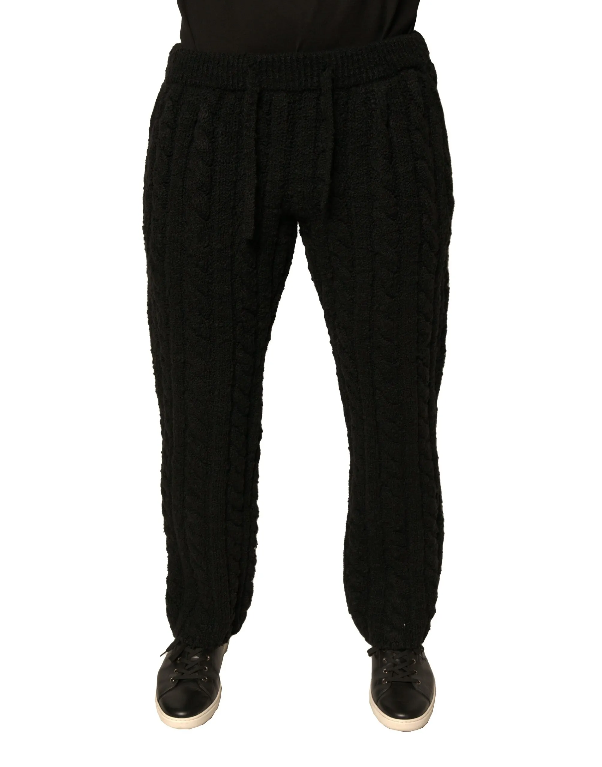 Dolce & Gabbana Men's Black Wool Knitted Skinny Pants