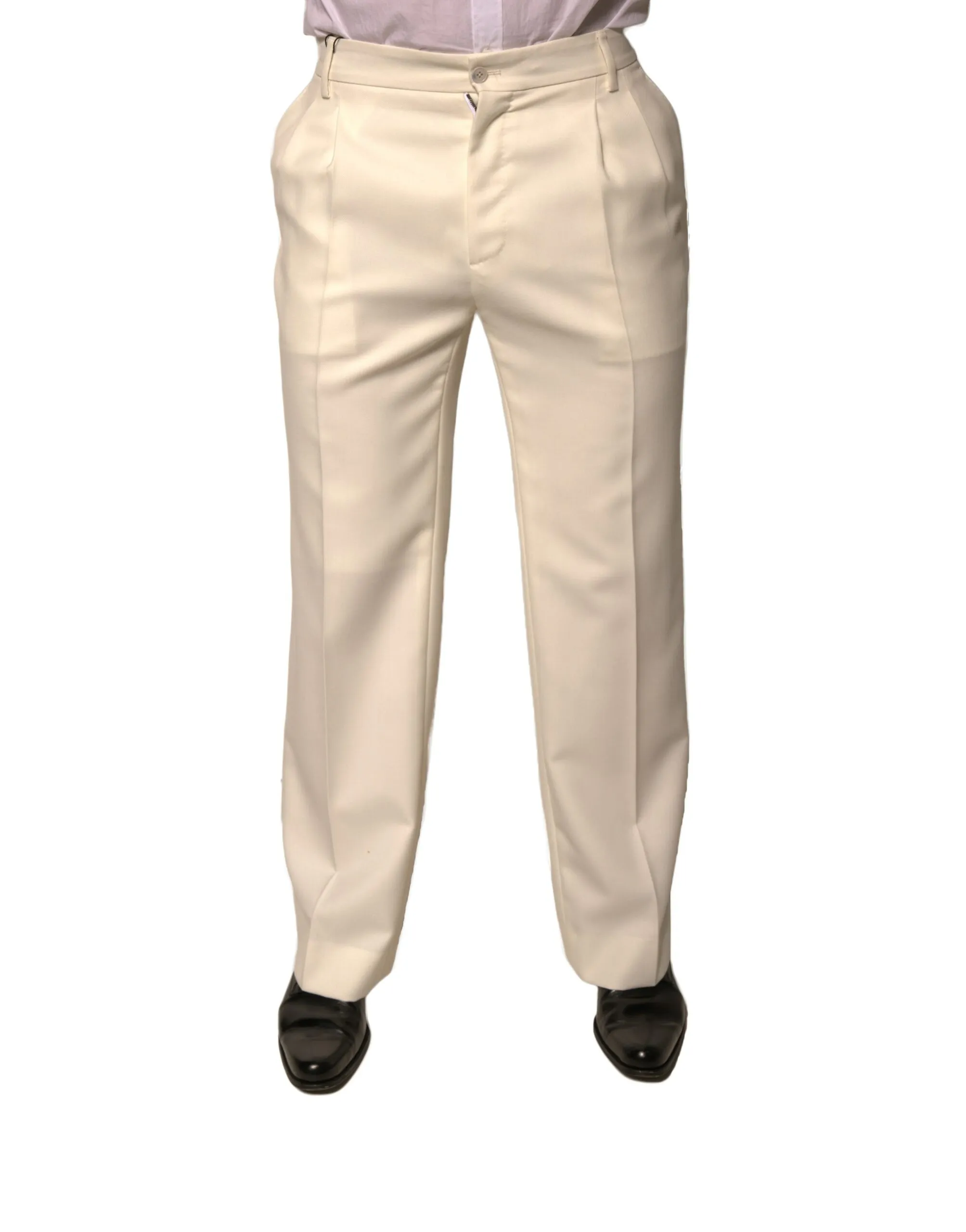 Dolce & Gabbana Men's Off White Straight Dress Pants