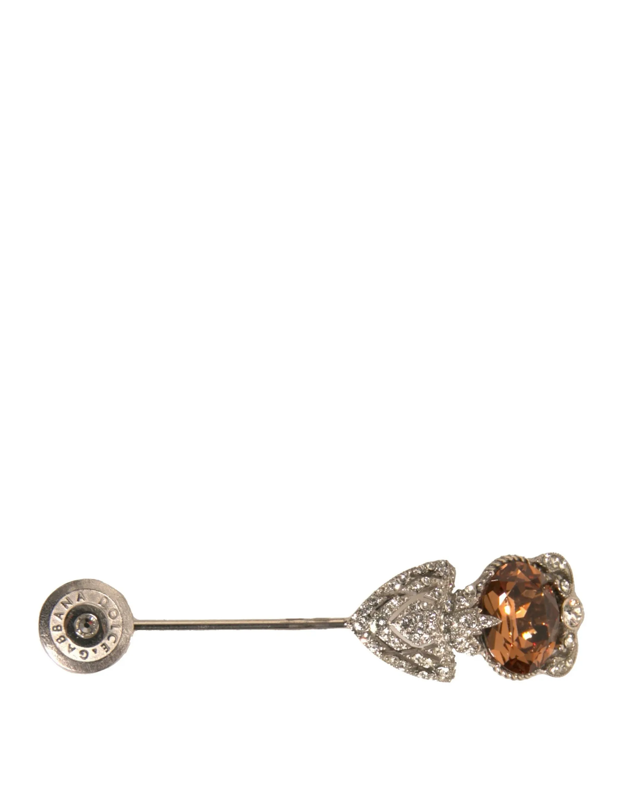 Dolce & Gabbana Men's Silver 925 Sterling Silver Crystals Pin Collar Brooch