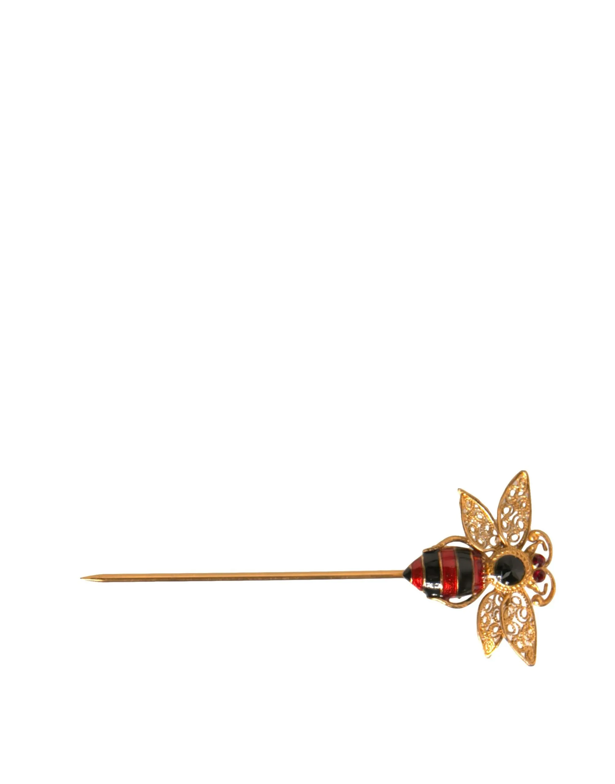 Dolce & Gabbana Men's Gold Brass Enamel Bee Crystal Pin Collar Brooch