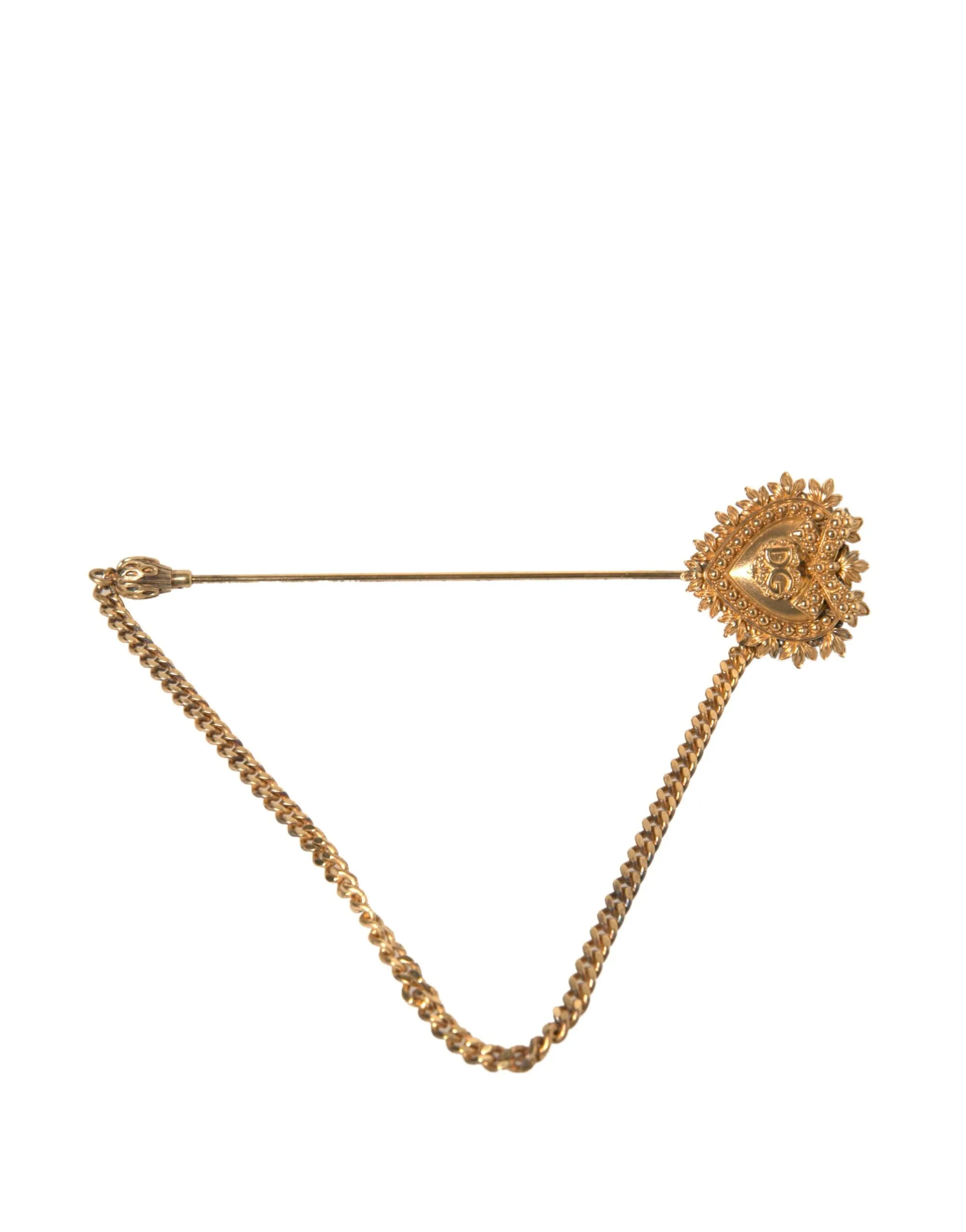 Dolce & Gabbana Men's Gold 925 Sterling Silver Sacred Heart Pin Collar Brooch