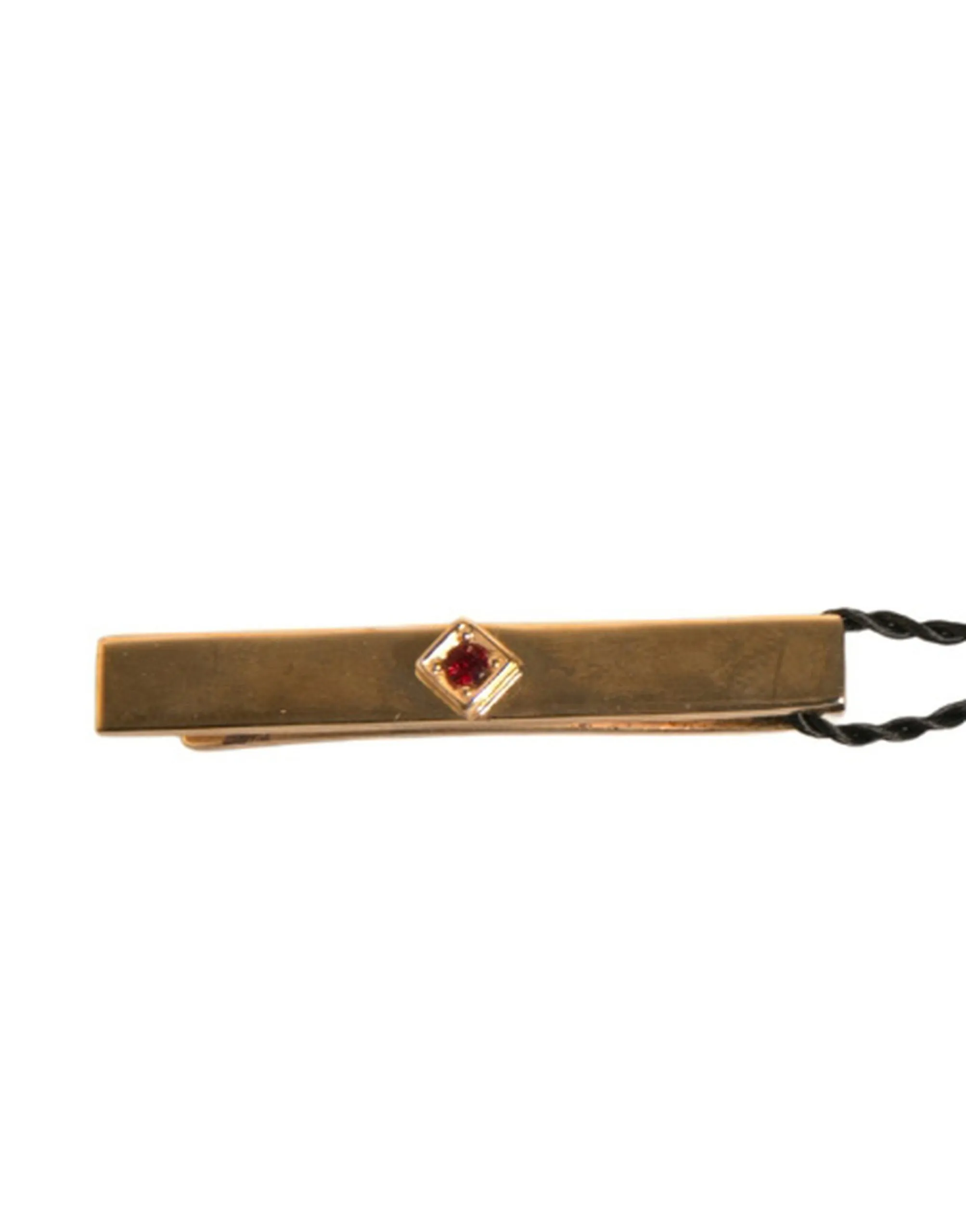 Dolce & Gabbana Men's Gold Tone Brass Crystal Branded Tie Clip Bar