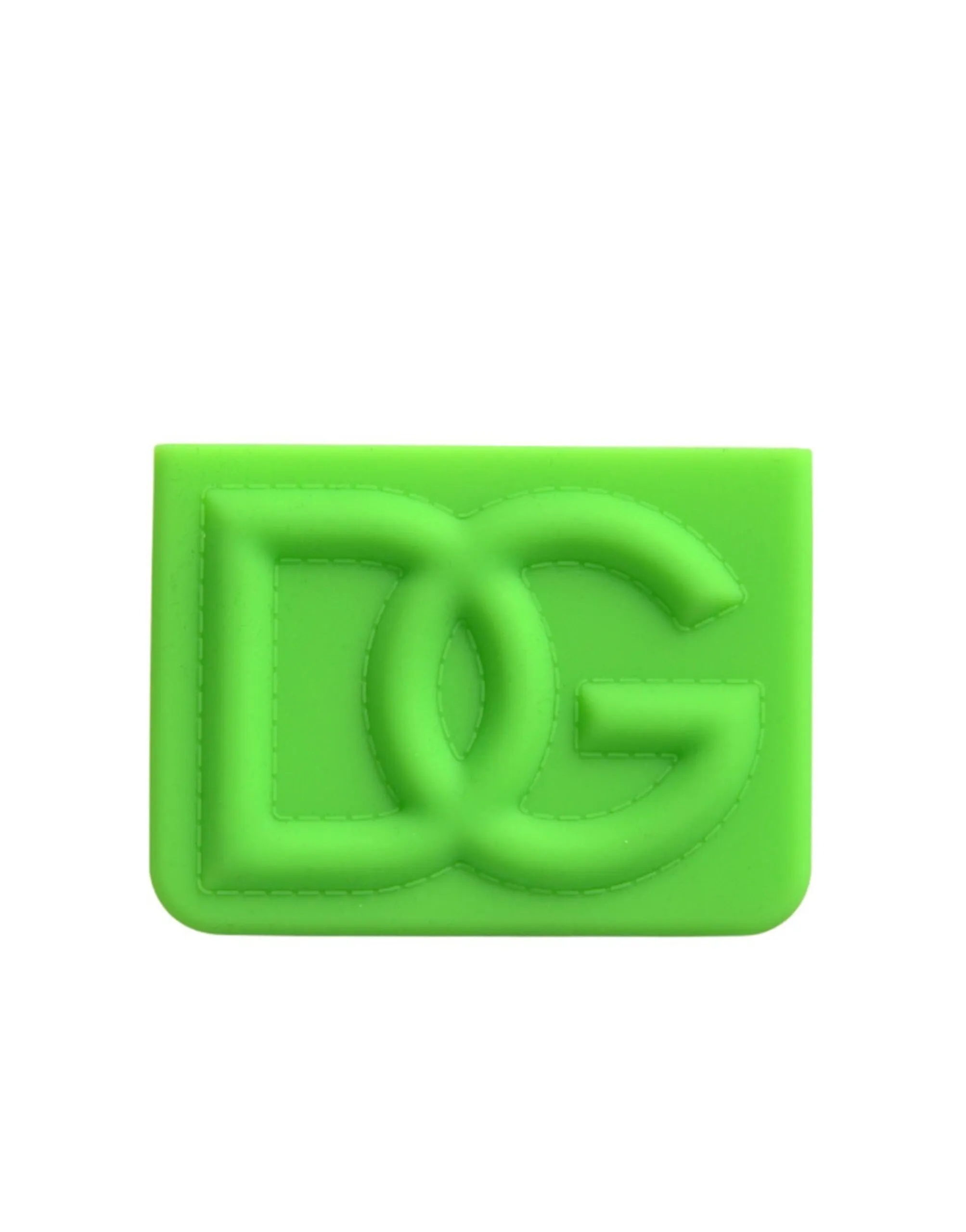 Dolce & Gabbana Men's Neon Green Silicon Embossed Logo Card Holder Wallet