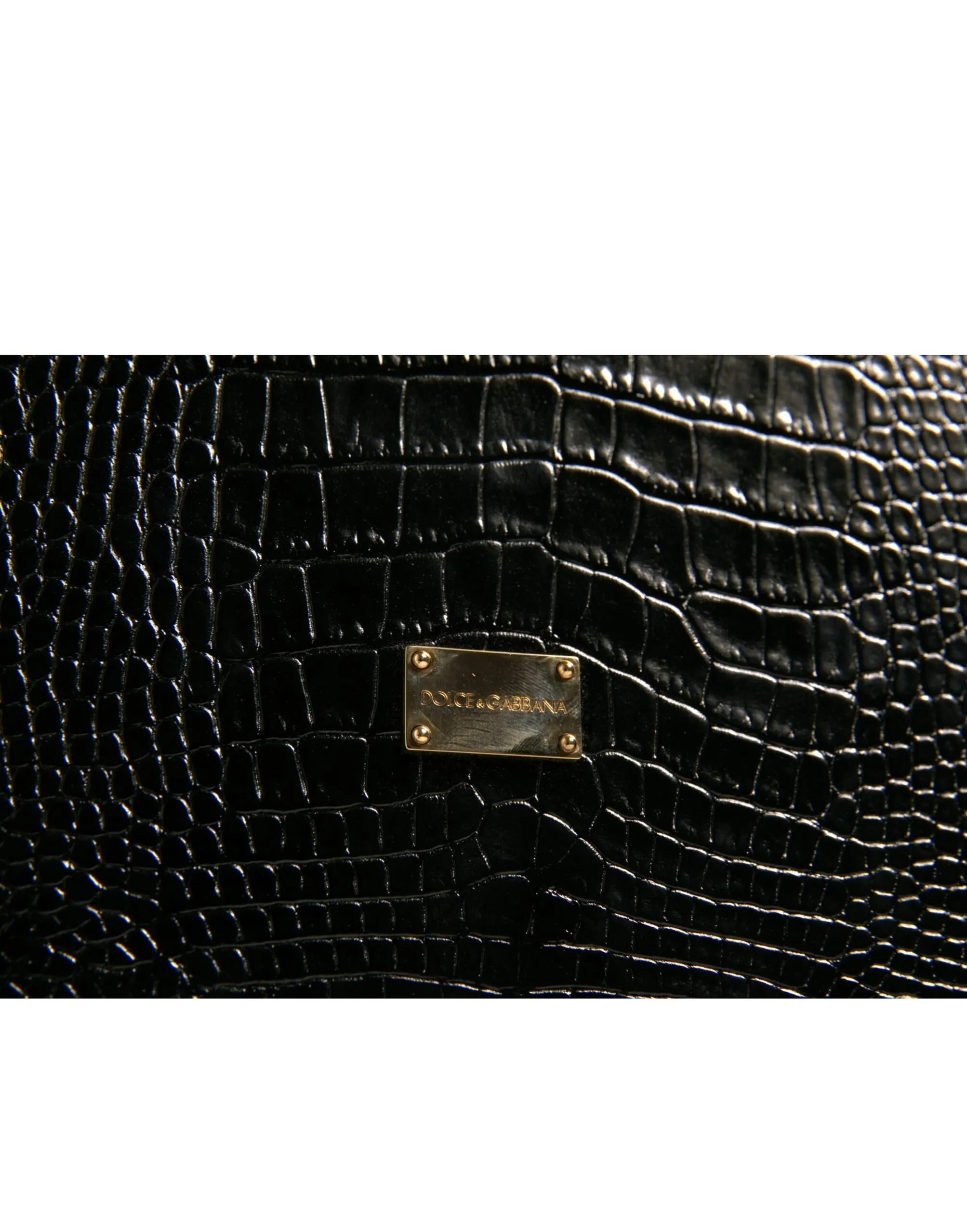 Dolce & Gabbana Men's Elegant Black Leather Logo Plaque Holder Catalogue Case