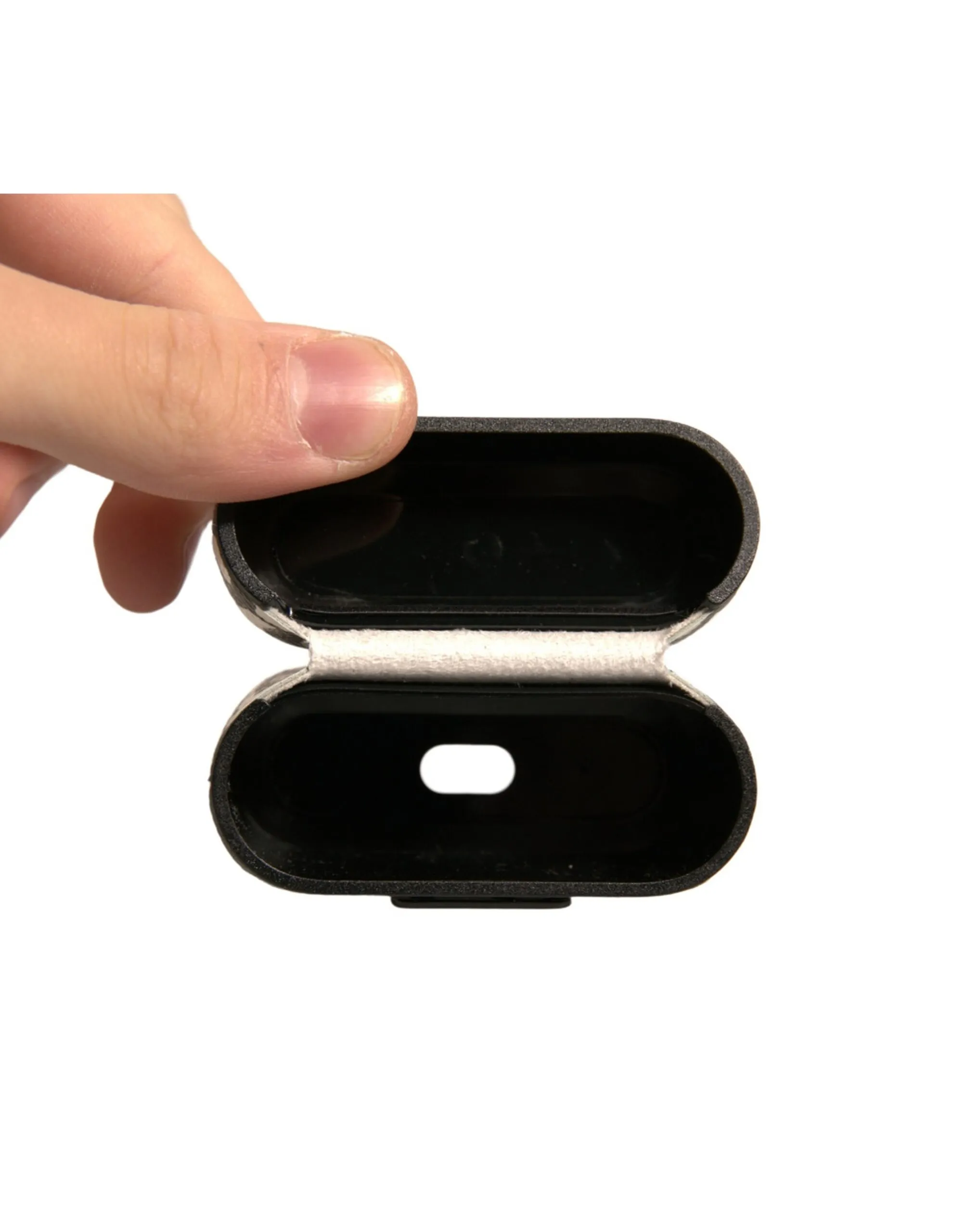 Dolce & Gabbana Men's Black White Leather Scribble Embossed Logo Airpods Case