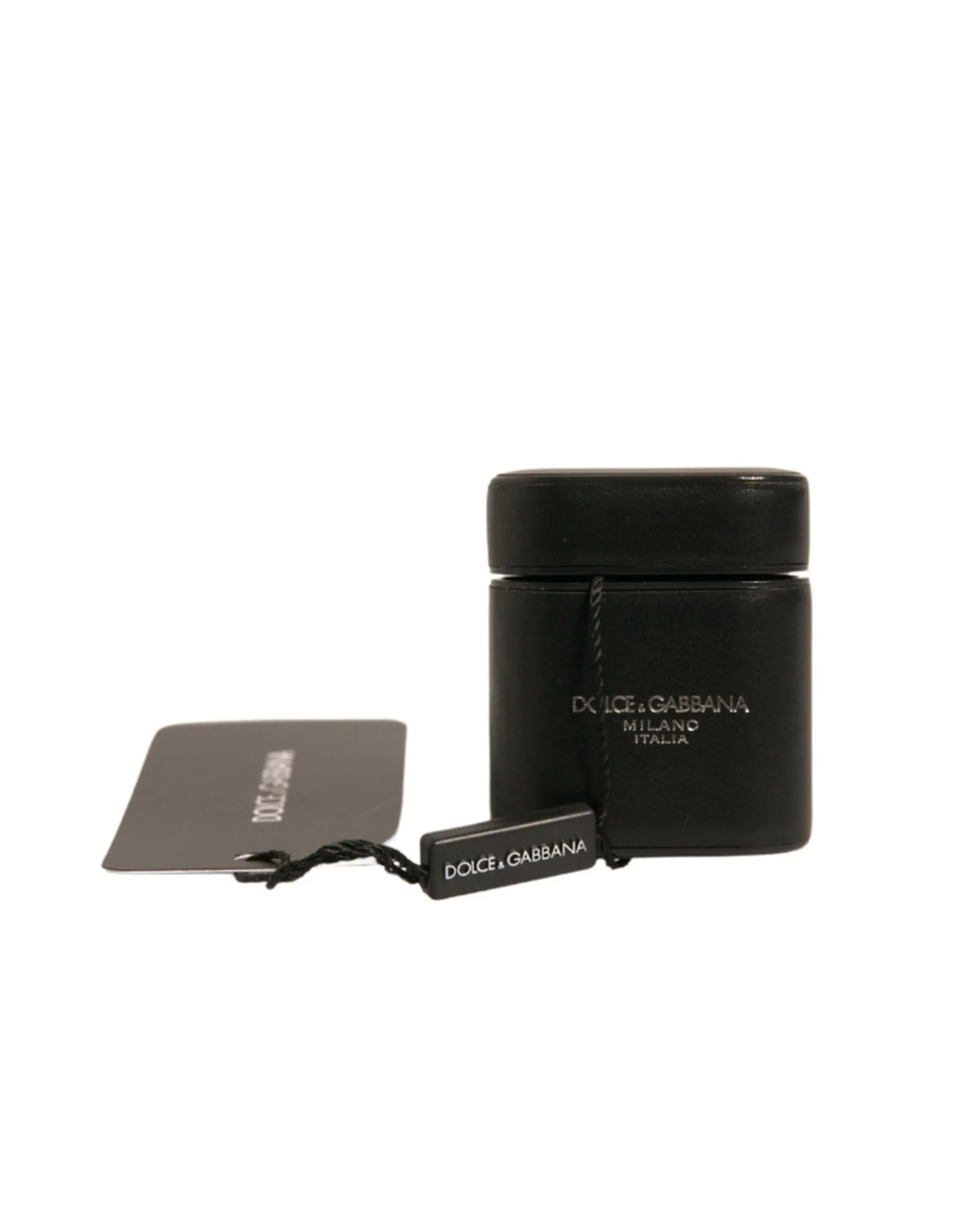 Dolce & Gabbana Men's Black PVC Logo Print Flip Holder Airpods Case