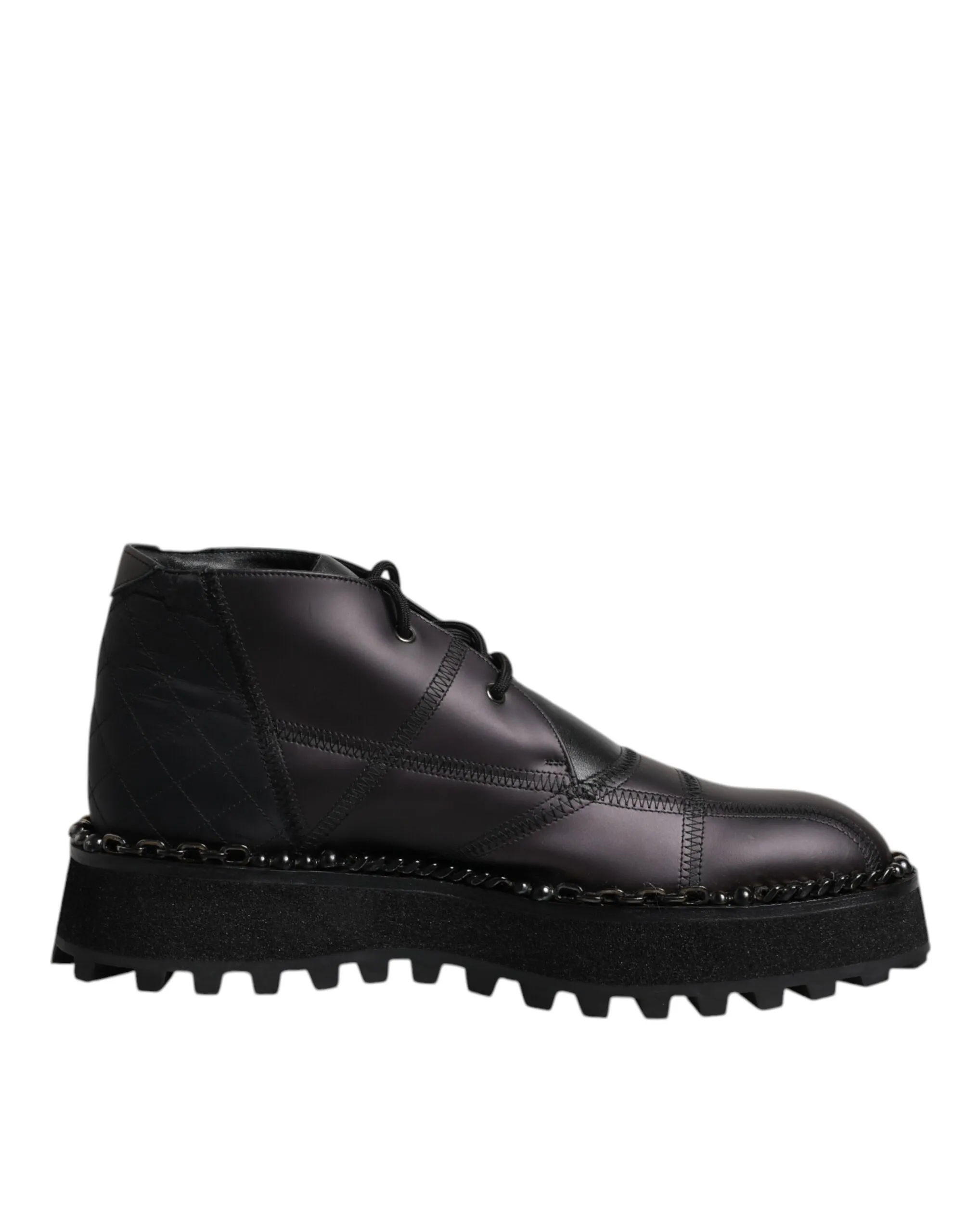 Dolce & Gabbana Men's Black Leather Lace Up Ankle Boots Shoes