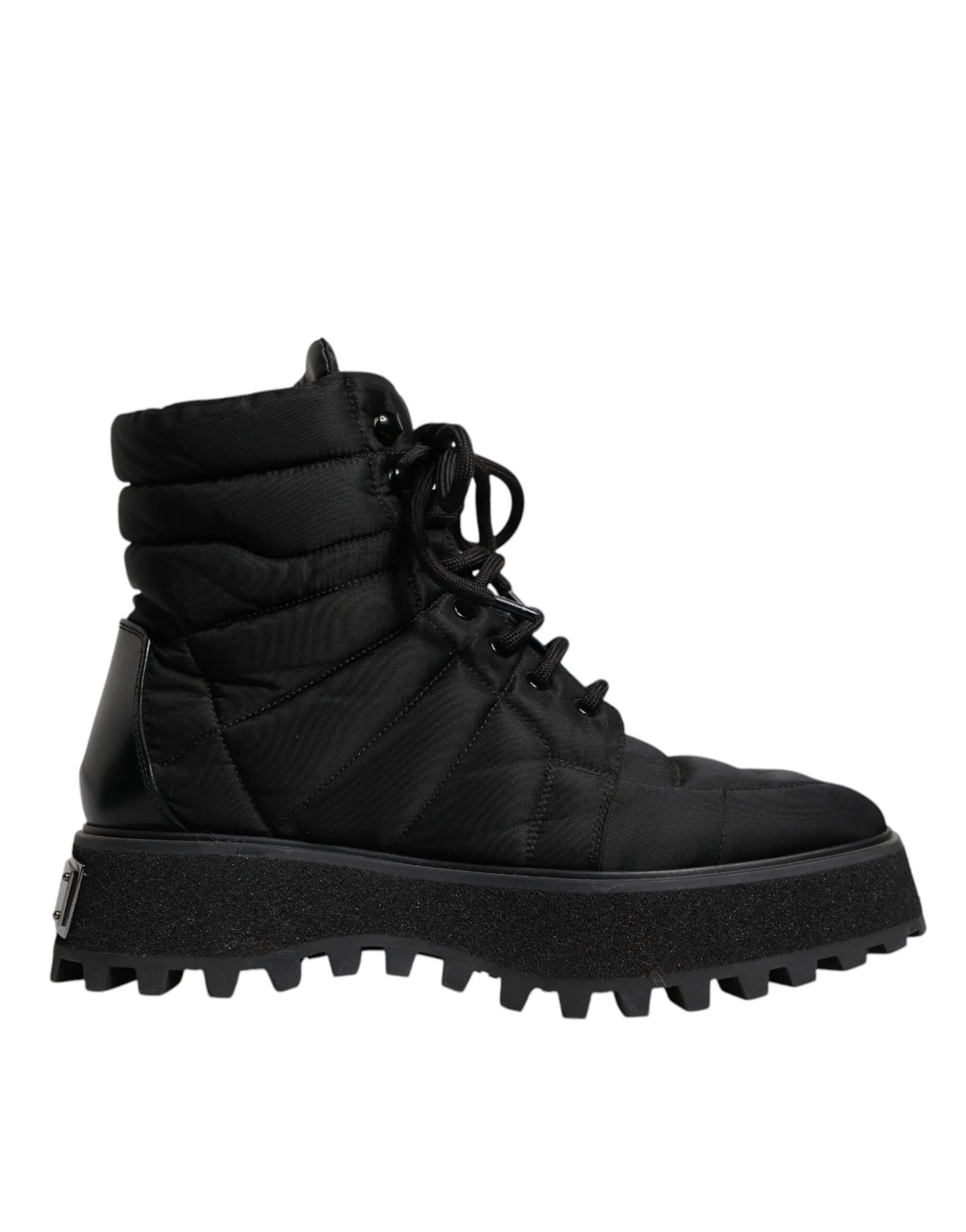 Dolce & Gabbana Men's Black Padded Mid Calf Lace Up Boots Shoes