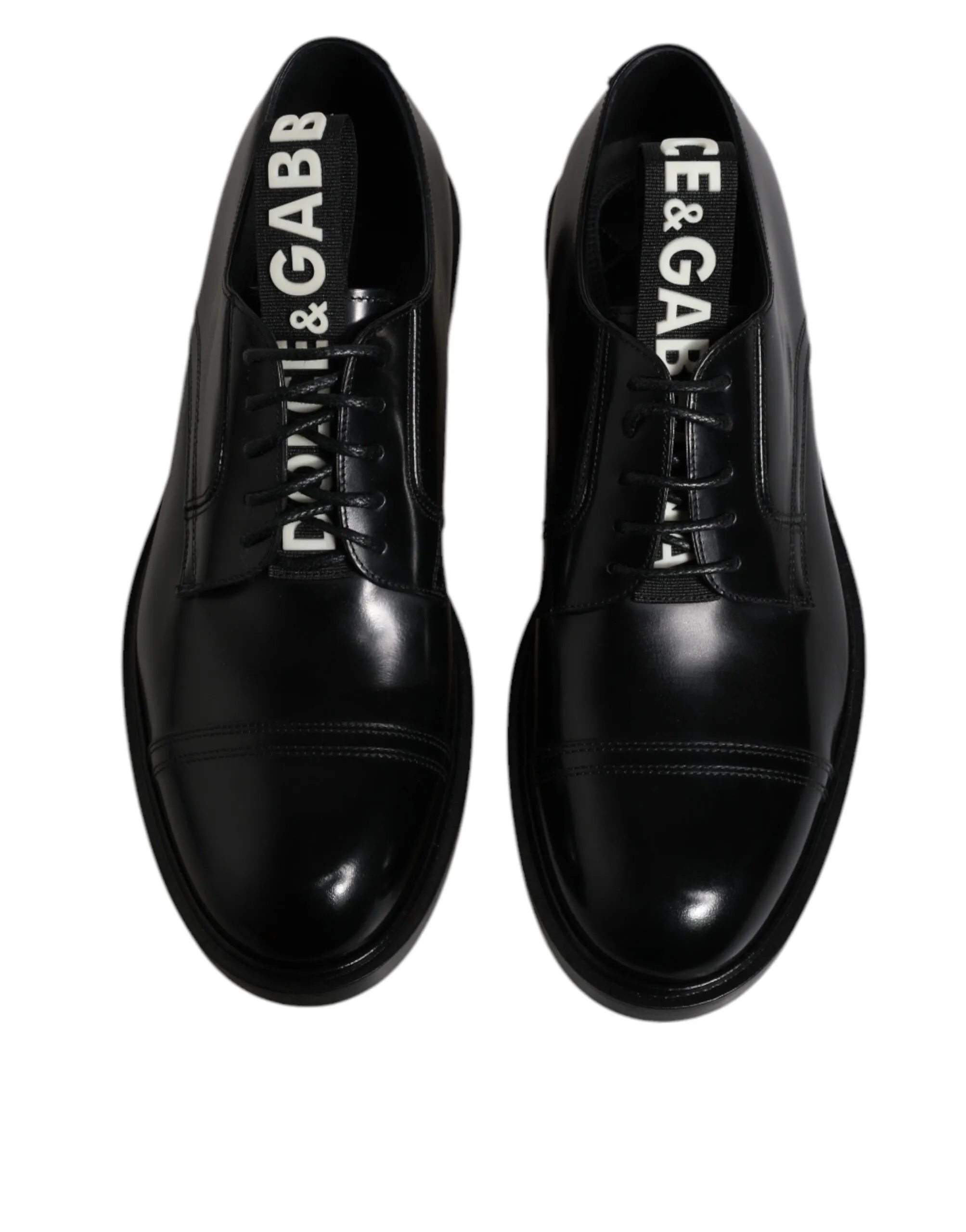 Dolce & Gabbana Men's Black Patent Leather Derby Lace Up Formal Dress Shoes