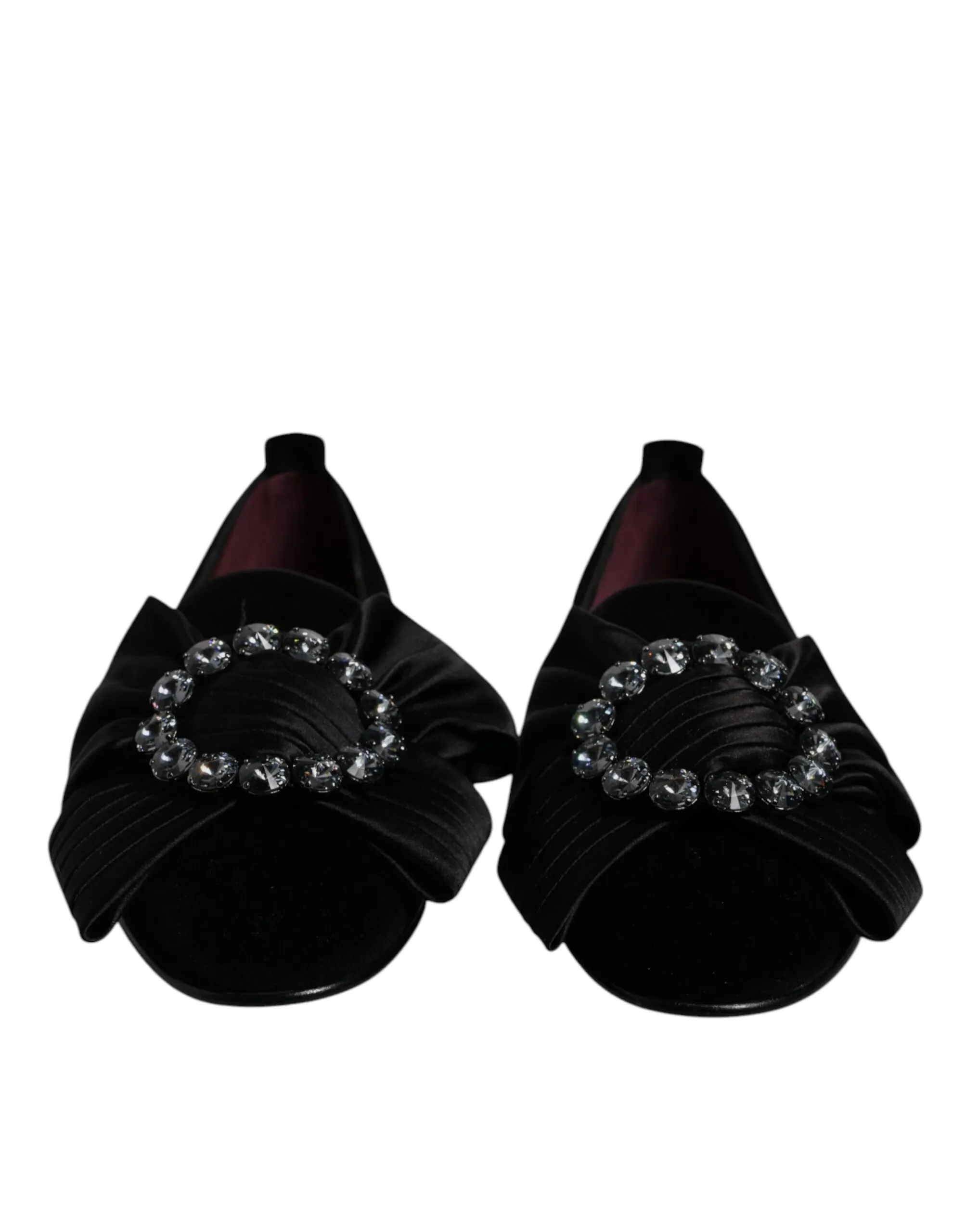Dolce & Gabbana Black Crystal Flats Men Loafers Dress Shoes