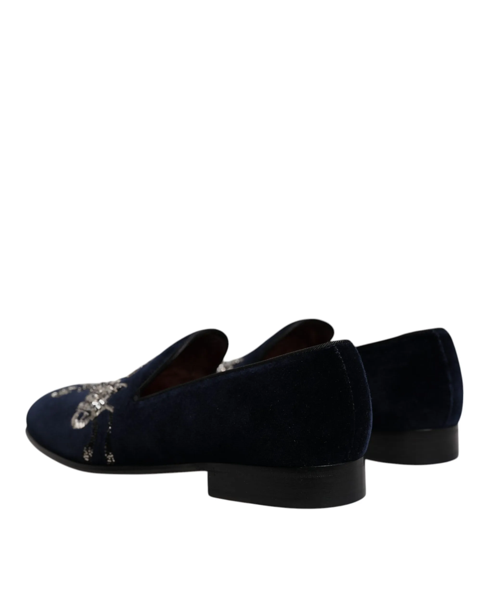 Dolce & Gabbana Men's Black Velvet Floral Gun Loafers Dress Shoes