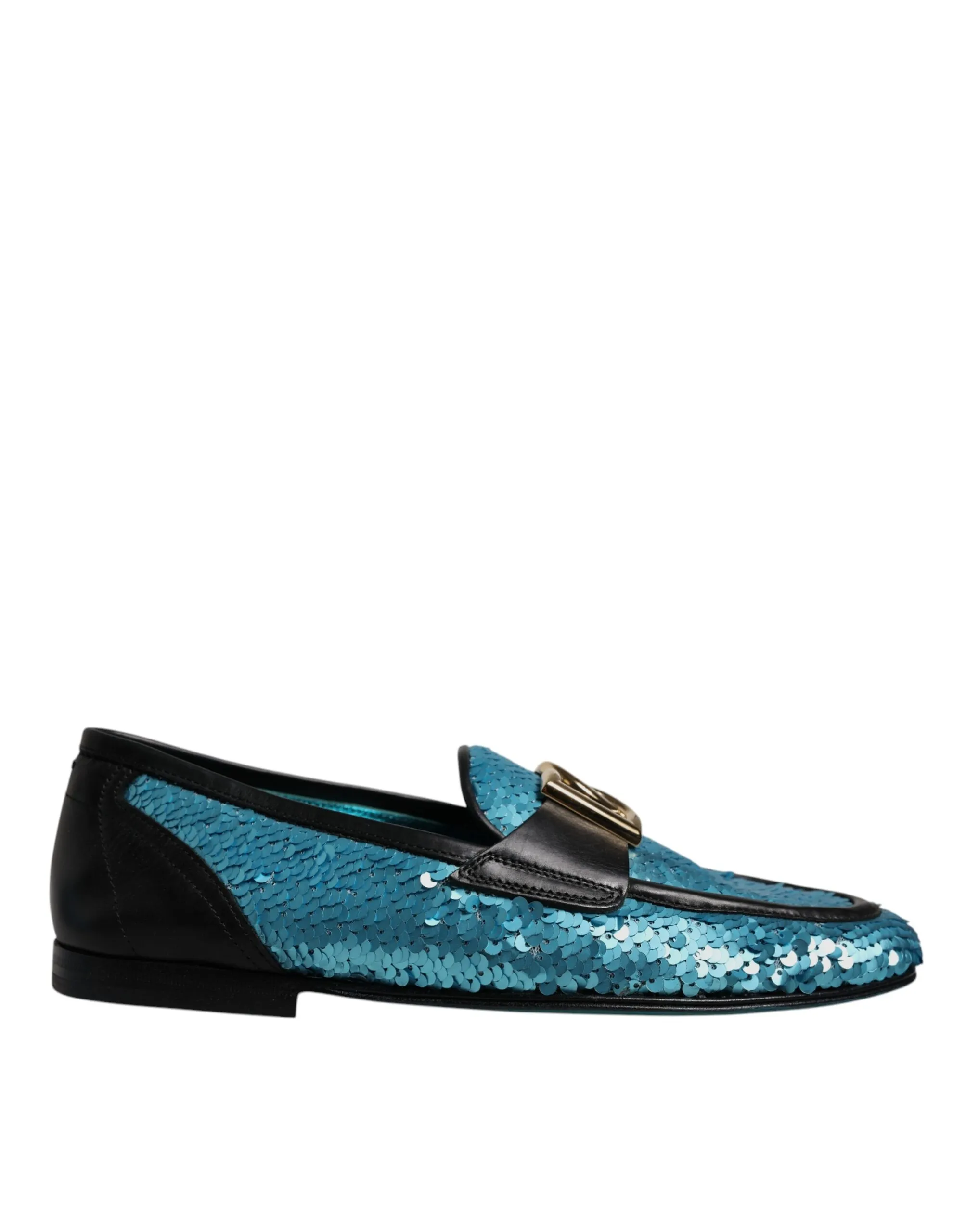 Dolce & Gabbana Men's Blue Sequined Loafers Formal Dress Shoes