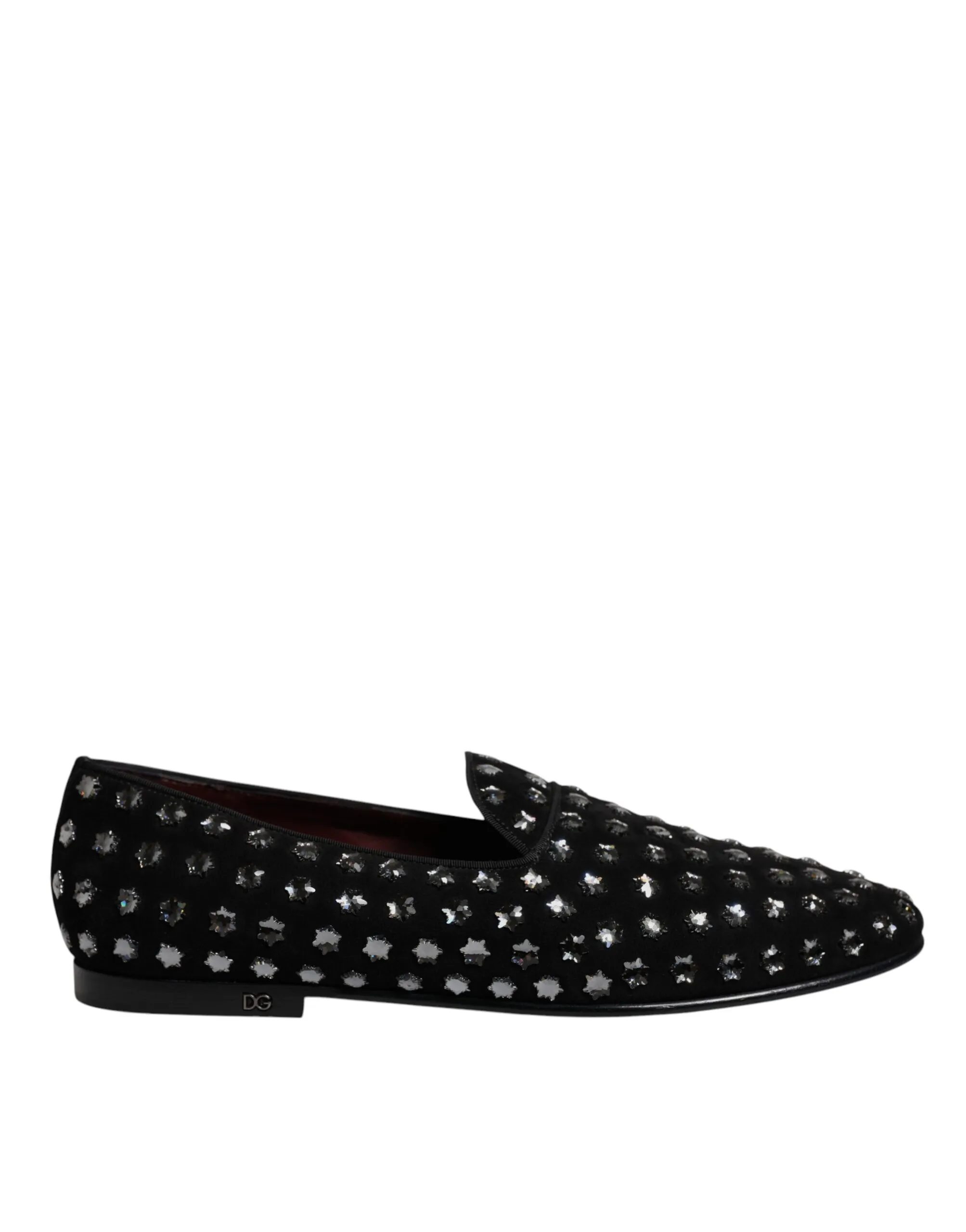 Dolce & Gabbana Men's Black Crystal Embellished Loafers Dress Shoes