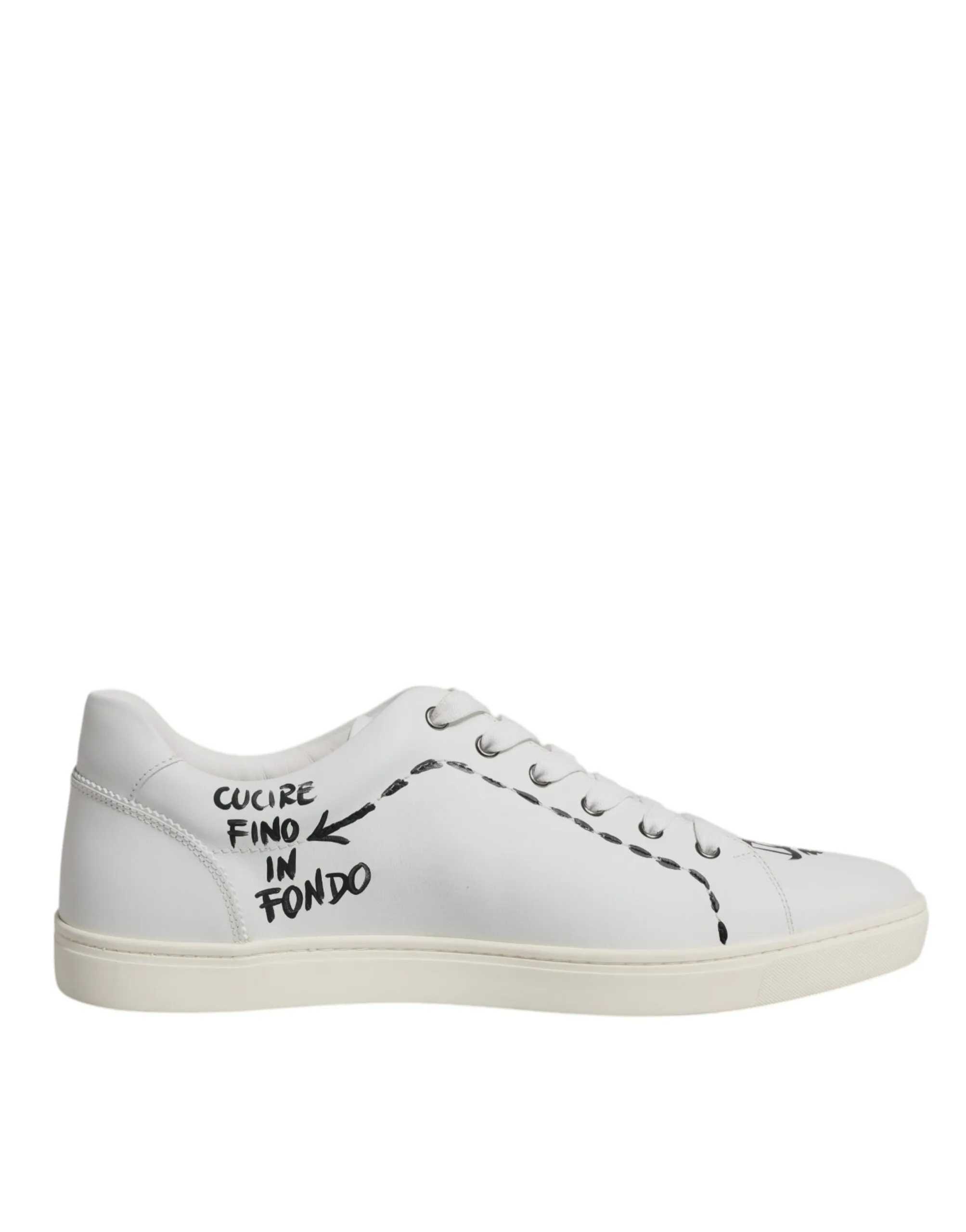 Dolce & Gabbana Men's White Leather Milano Low Top Sneakers Shoes