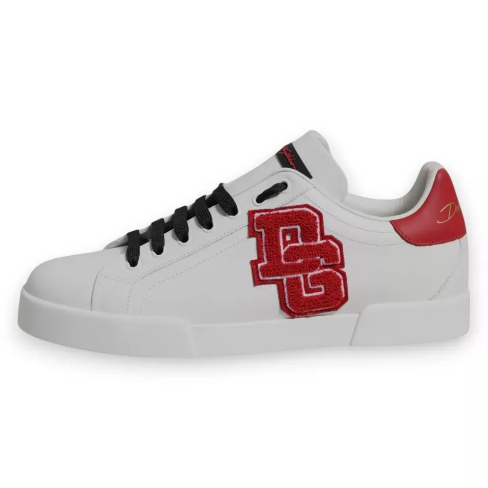 Dolce & Gabbana Men's White Leather DG Logo Low Top Sneakers Shoes