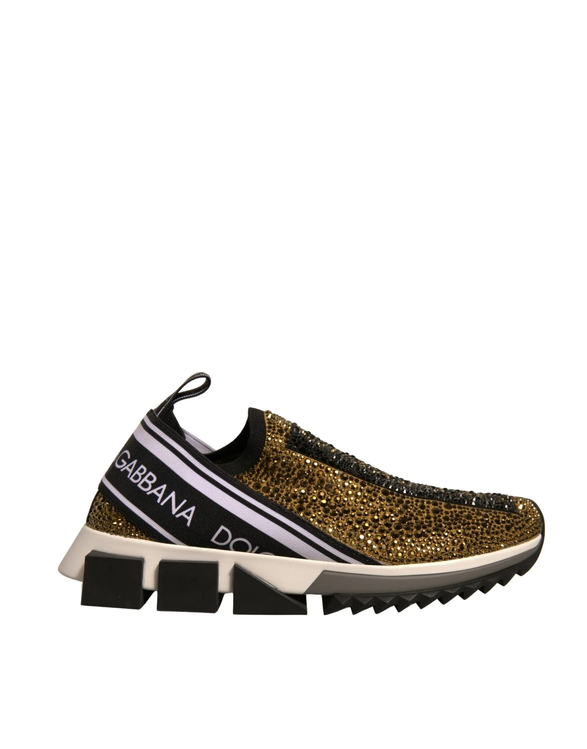 Dolce & Gabbana Men's Gold Rhinestones Sorrento Sneakers Shoes