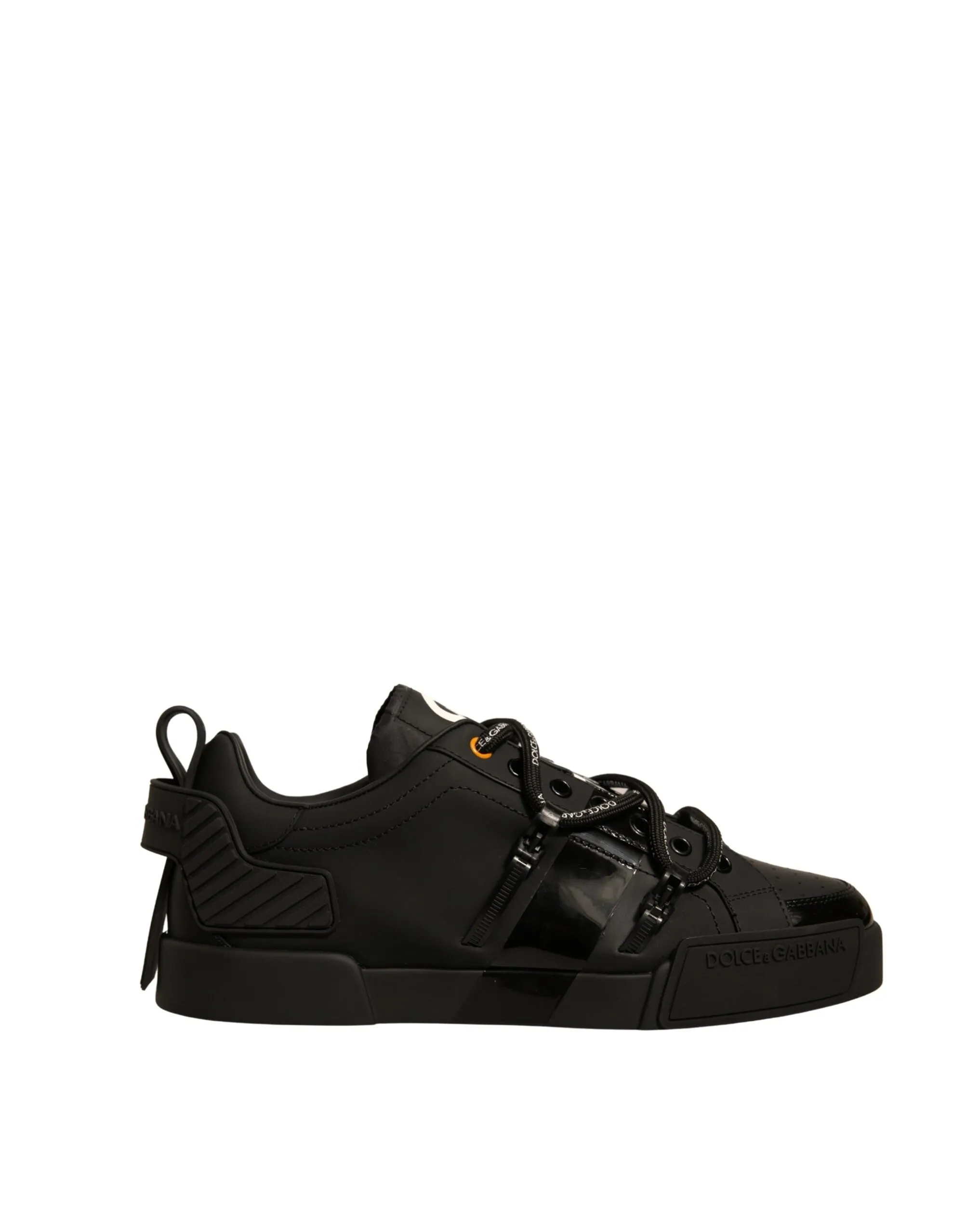 Dolce & Gabbana Men's Black Leather Portofino Low Top Sneakers Shoes