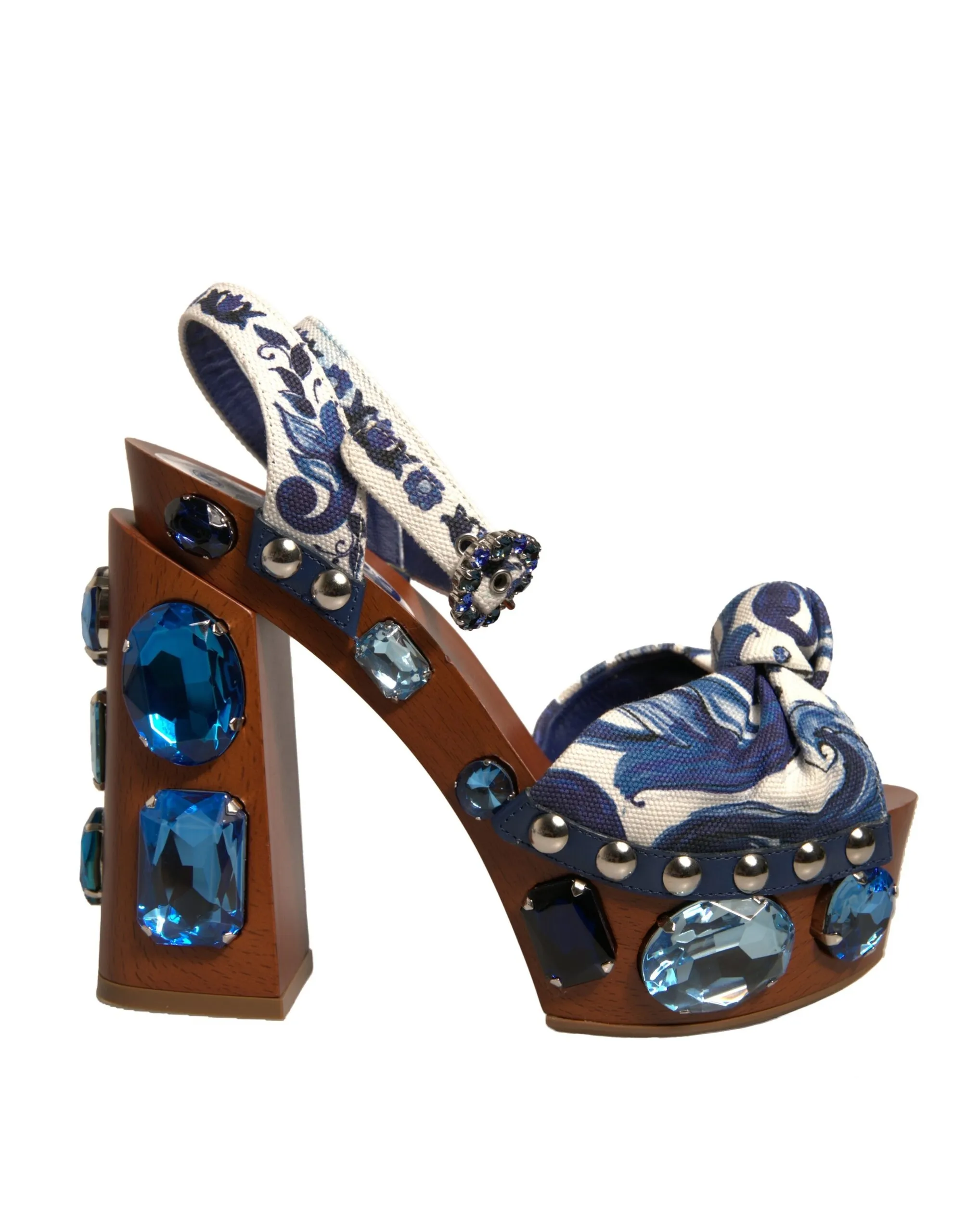 Dolce & Gabbana Women's Multicolor Majolica Embellished Wedge Sandals Shoes