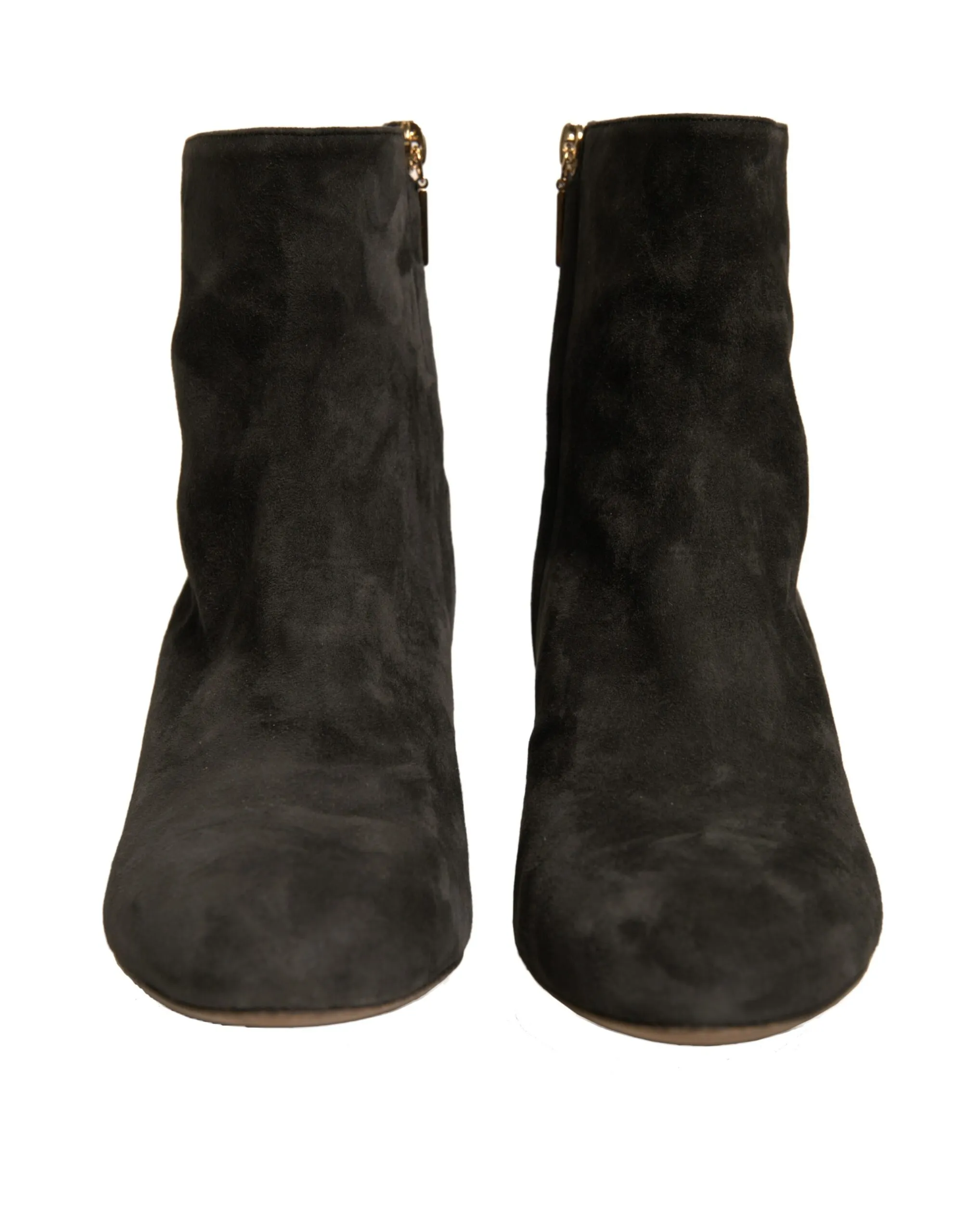 Dolce & Gabbana Women's Black Embellished Heel Ankle Boots Shoes