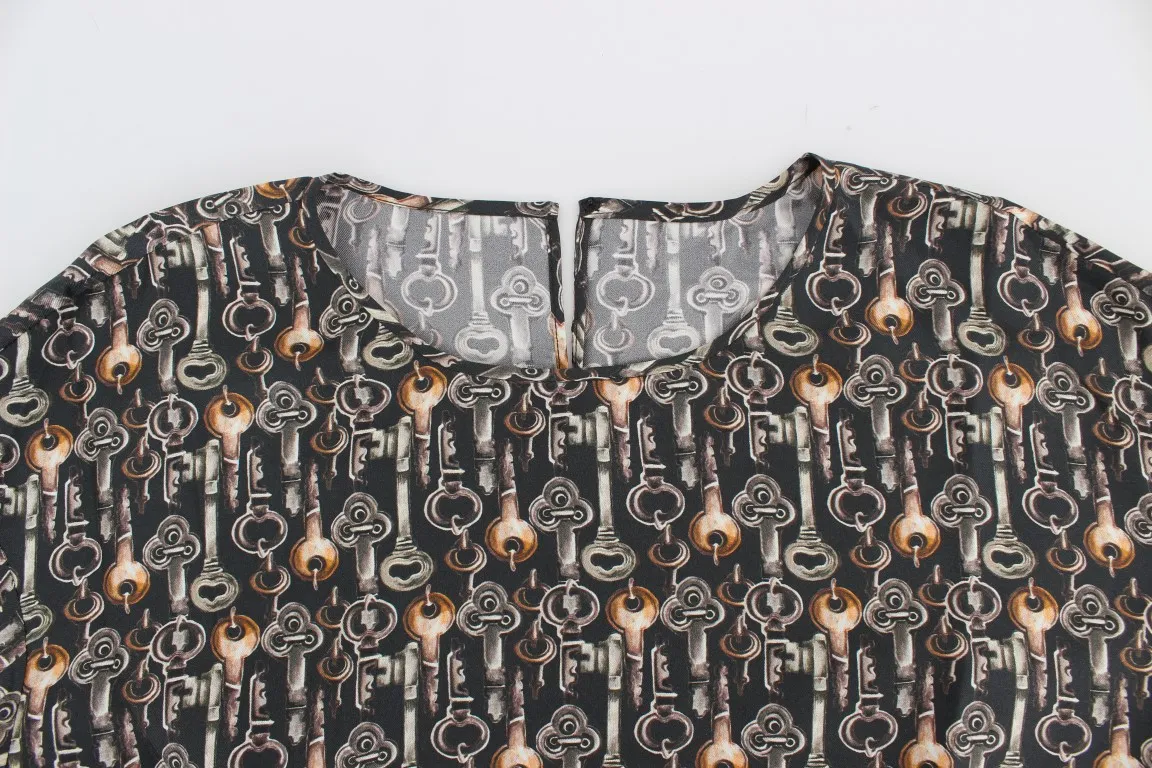 Dolce & Gabbana Women's Enchanted Sicily Silk Blouse with Medieval Keys Print