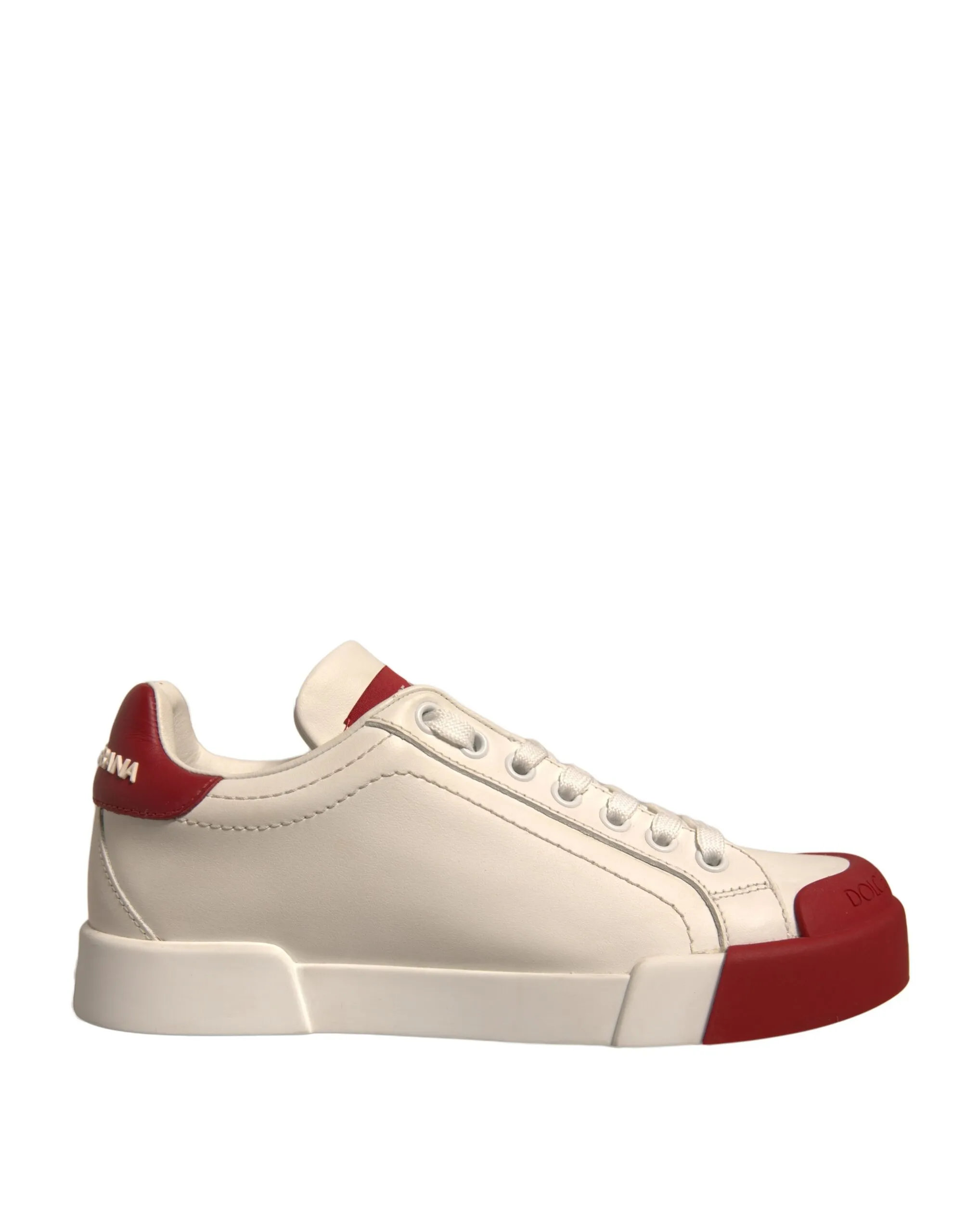 Dolce & Gabbana Women's Shoes White Leather Logo Portofino Sneakers