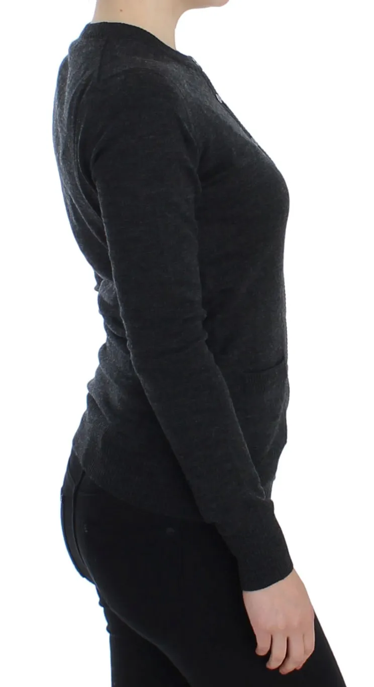 Dolce & Gabbana Women's Elegant Gray Wool Cardigan Sweater